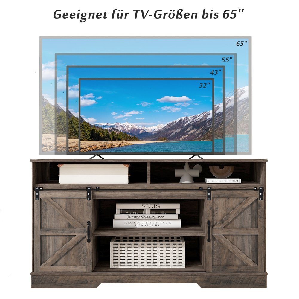 Fangqi TV-Schrank Schiebetüren 2 Regalen, klassischen Sideboard Wohnzimmer, TV-Schrank, Großer Esszimmer 150x40x81.5cm,verstellbaren mit Farmhouse für