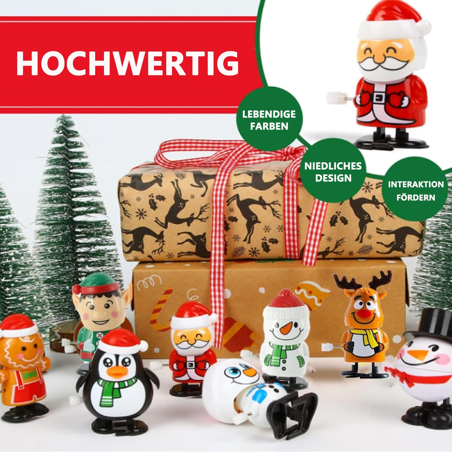 FOUORTUNATE-BEE Dekoobjekt 8 Stück Weihnachten Aufziehspielzeug Uhrwerkspie günstig online kaufen