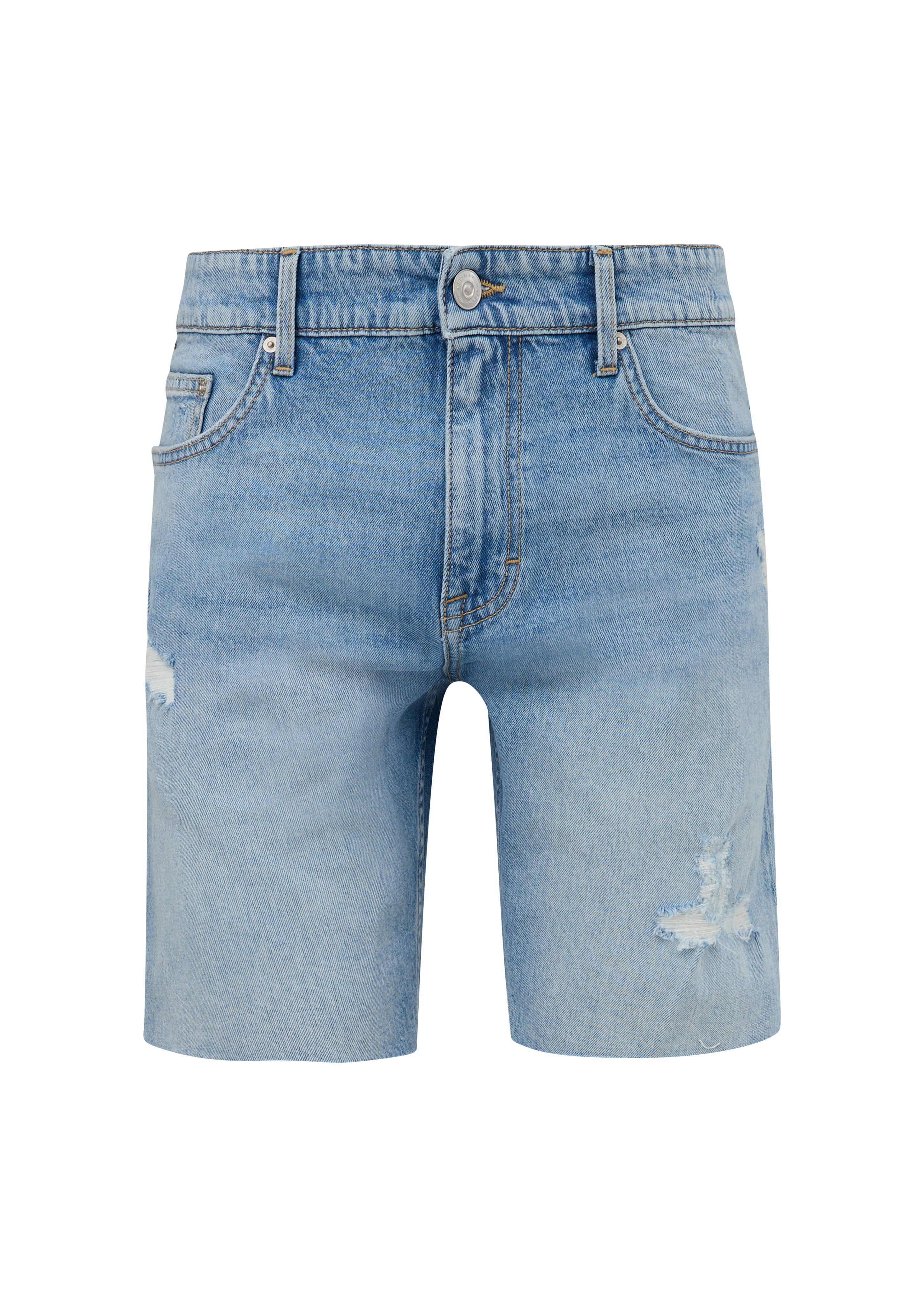 Mid QS / Ziernaht / John / Jeans-Shorts Regular Waschung, Rise Fit himmelblau Straight Leg Jeansshorts Label-Patch,