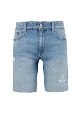 QS Jeansshorts Jeans-Shorts John / Regular Fit / Mid Rise / Straight Leg Label-Patch, Waschung, Ziernaht
