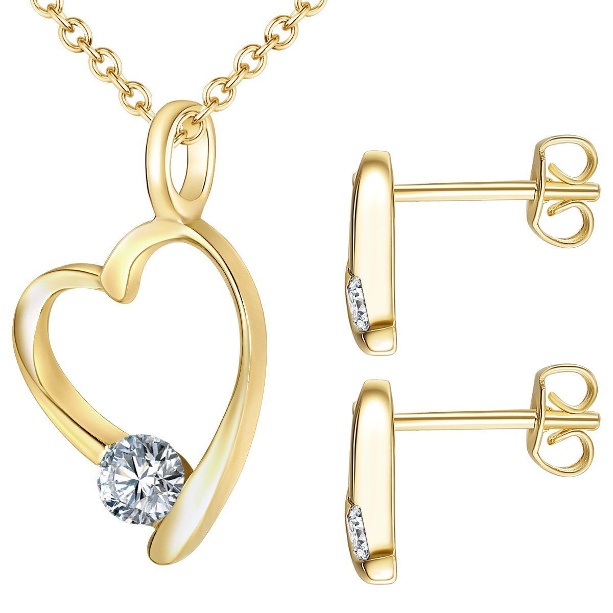 Rafaela Donata Schmuckset Halskette + Ohrstecker (3-tlg), verziert mit Kristallen von Swarovski®