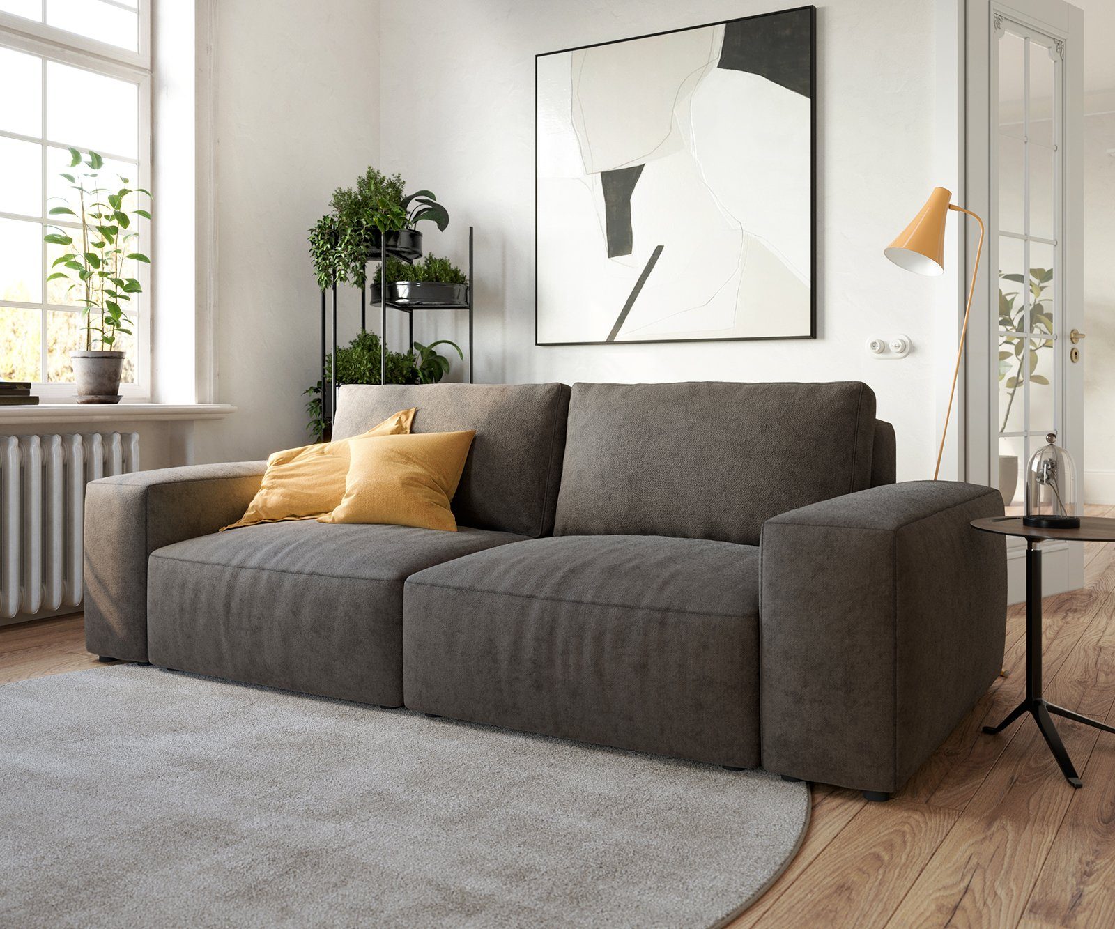 DELIFE Big-Sofa »Lanzo«, L Mikrofaser Khakibraun 260x110 cm