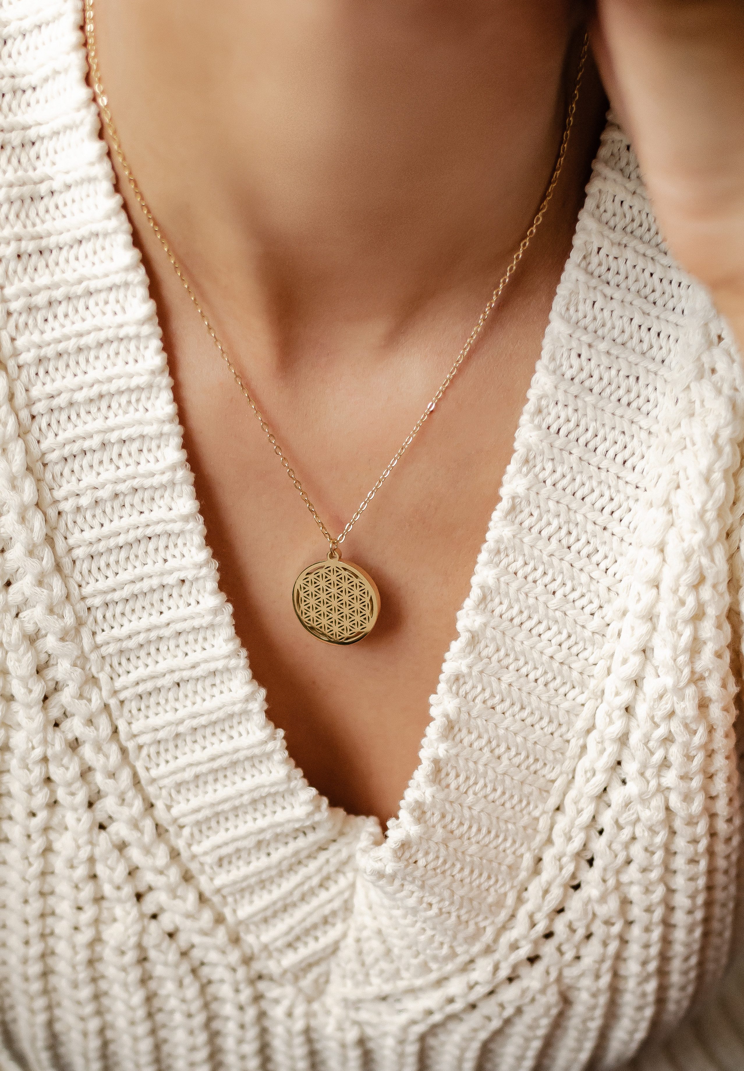 Hey Happiness Kette mit Anhänger Blume des Lebens, wasserfest, Edelstahl Ha günstig online kaufen