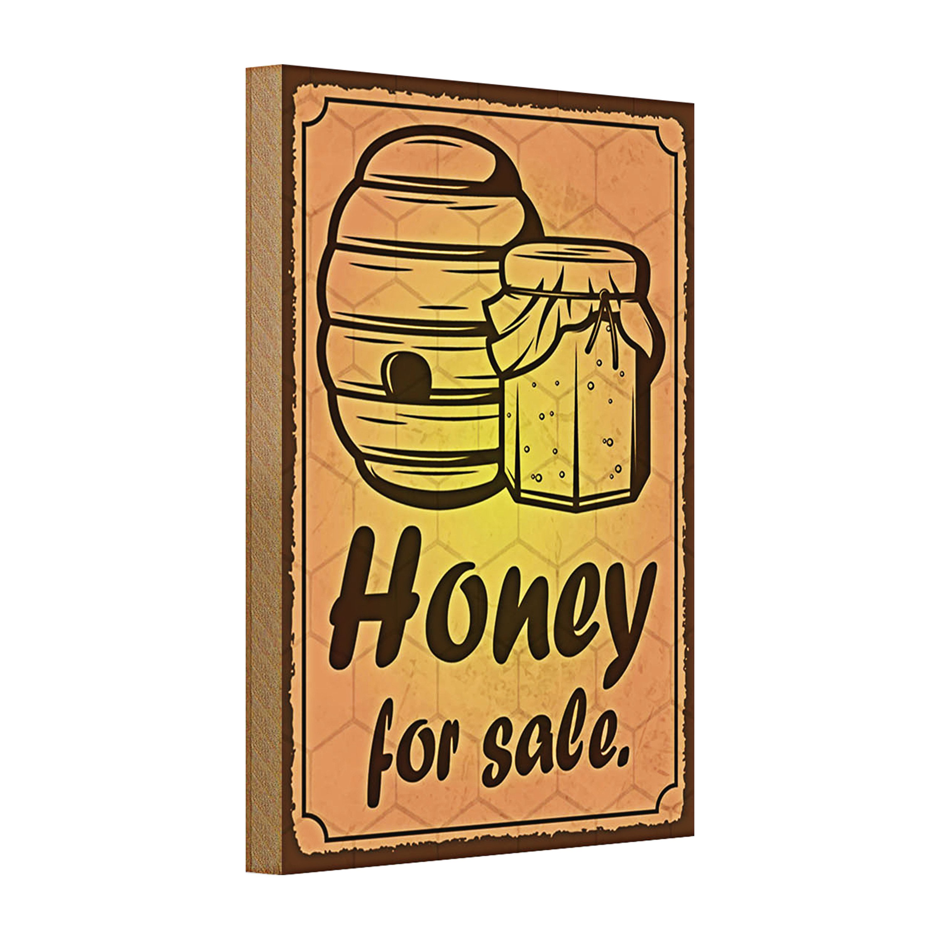 Roomando Holzbild Holzschild Hinweis 20x30cm Honey for sale Honig Verkauf