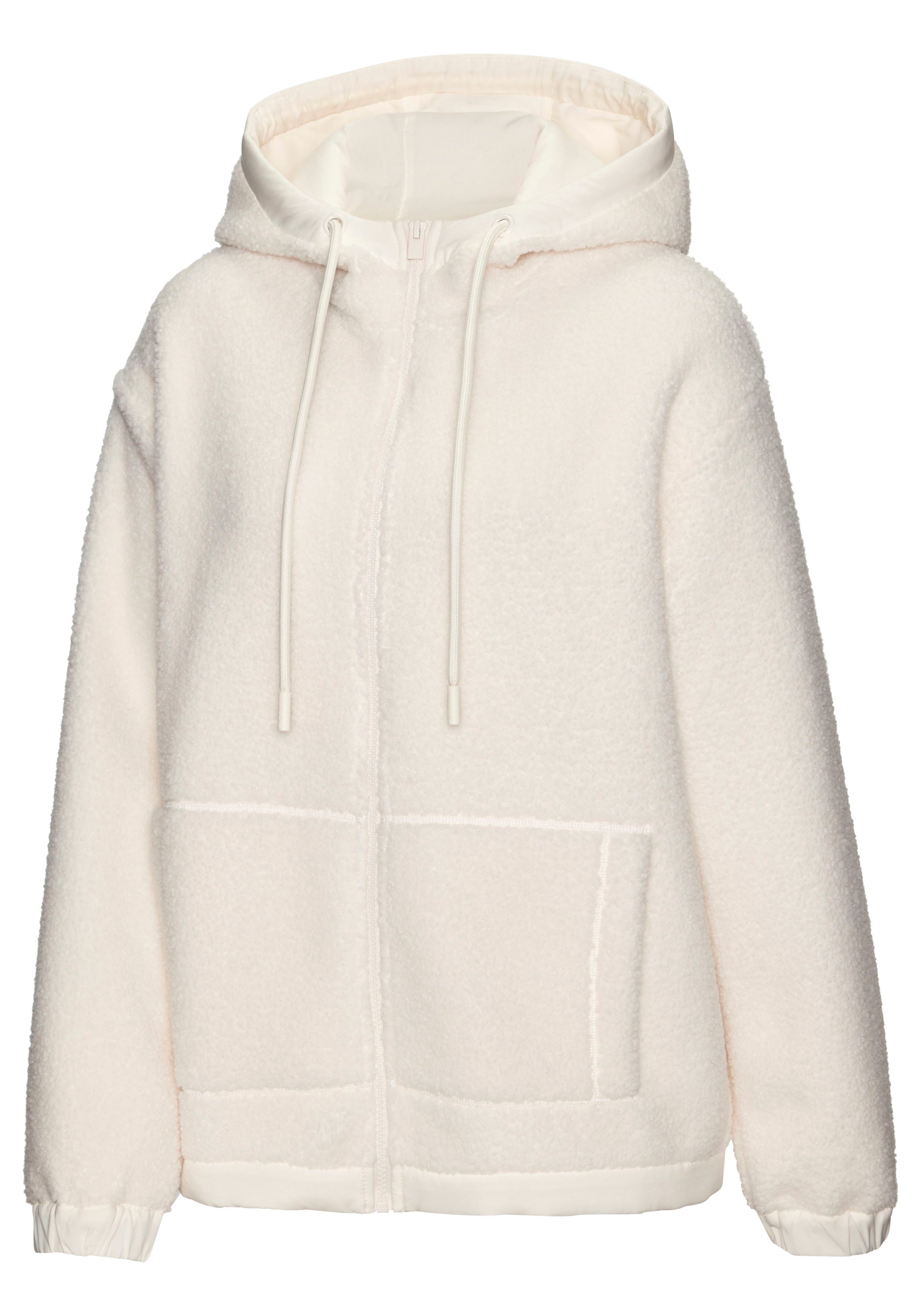 Elbsand Fleecejacke Übergangsjacke aus Teddy-Fleece mit verstellbarer Kapuze