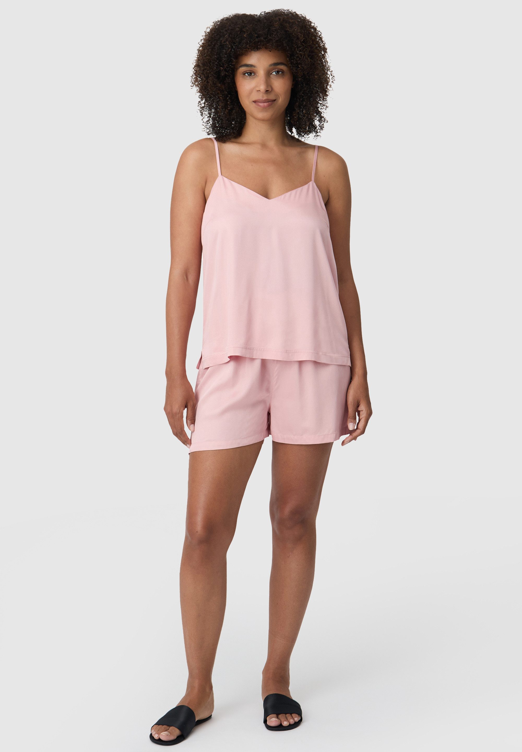 Les Lunes Pyjamaoberteil BLOOM Sleep Camisole shiny Nacht Camisole, Satin Optik, Bambusviskose, atmungsaktiv, Sleepwear