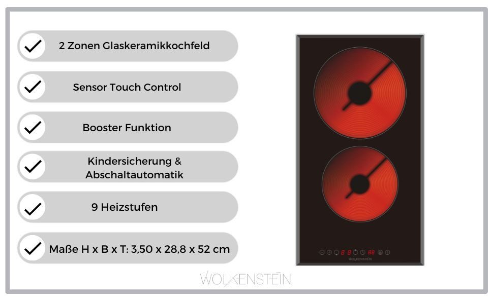 Wolkenstein Elektro-Kochfeld WEB-C2-F