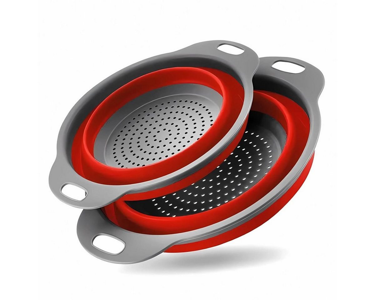 König Design Seiher 2er Set Faltbares Küchensieb Nudelsieb, Silikon / Kunststoff, (Set, 2-St., 2 Größen), Seiher Sieb, Küche Silikon Klappbar Abtropfsieb Nudelsieb