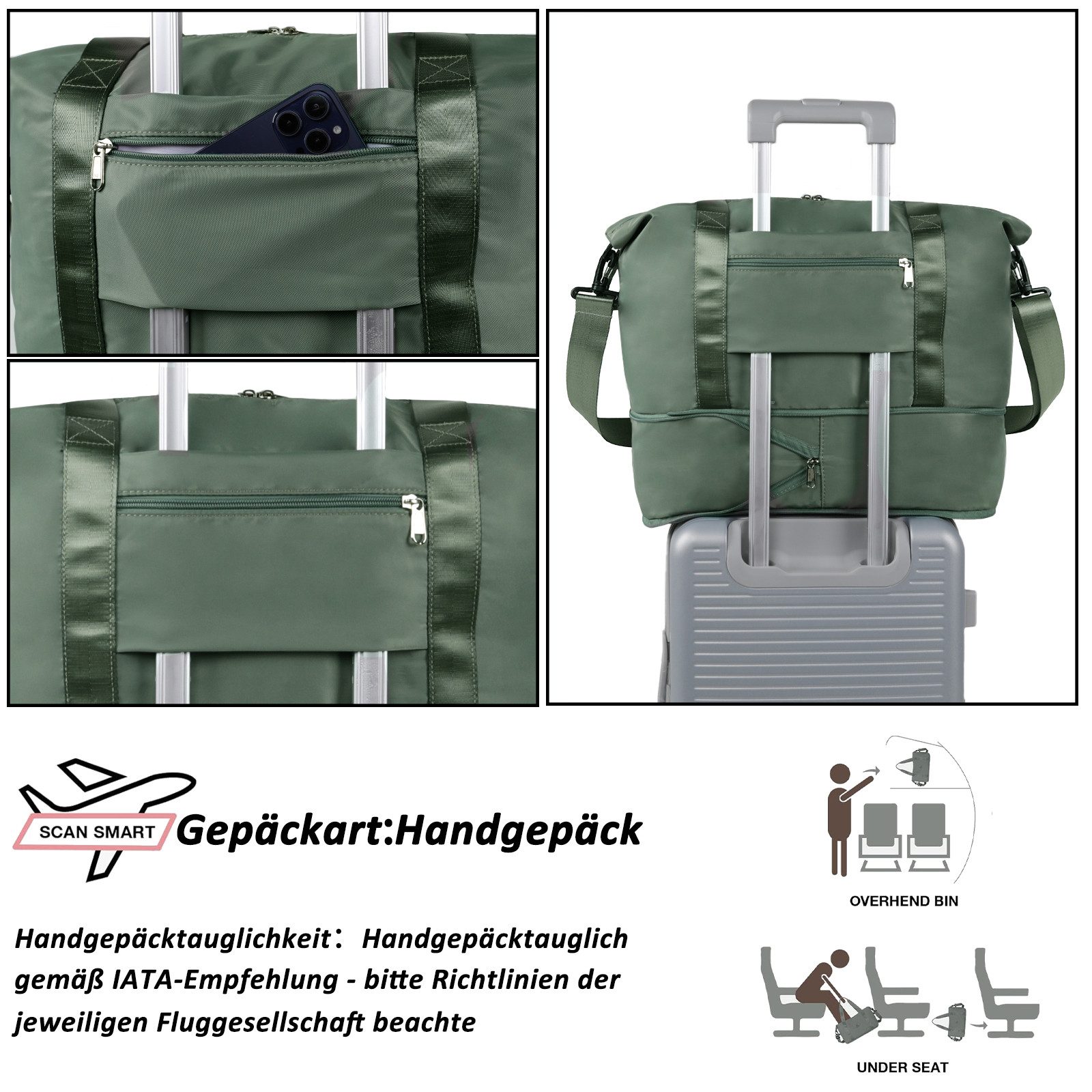 TAN.TOMI Reisetasche Erweiterbares Reisetasche Damen Herren Sporttasche 42x28x23 Handgepäck (Erweiterbares Weekender Bag mit Nassfach), Schwimmtasche Wasserdicht Travel Bag Fitnesstasche Trainingstasche