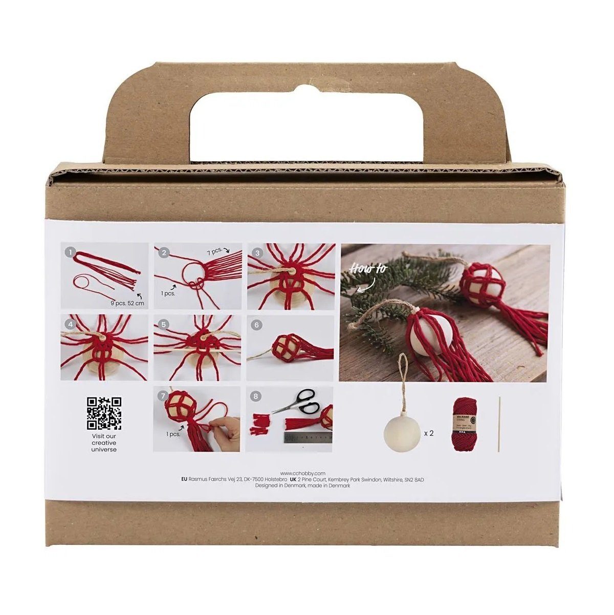 creativ company Kreativset 977584, Weihnachtskugeln Rot, Dekorationen zum selbst Basteln - perfekt für die Weihnachtszeit