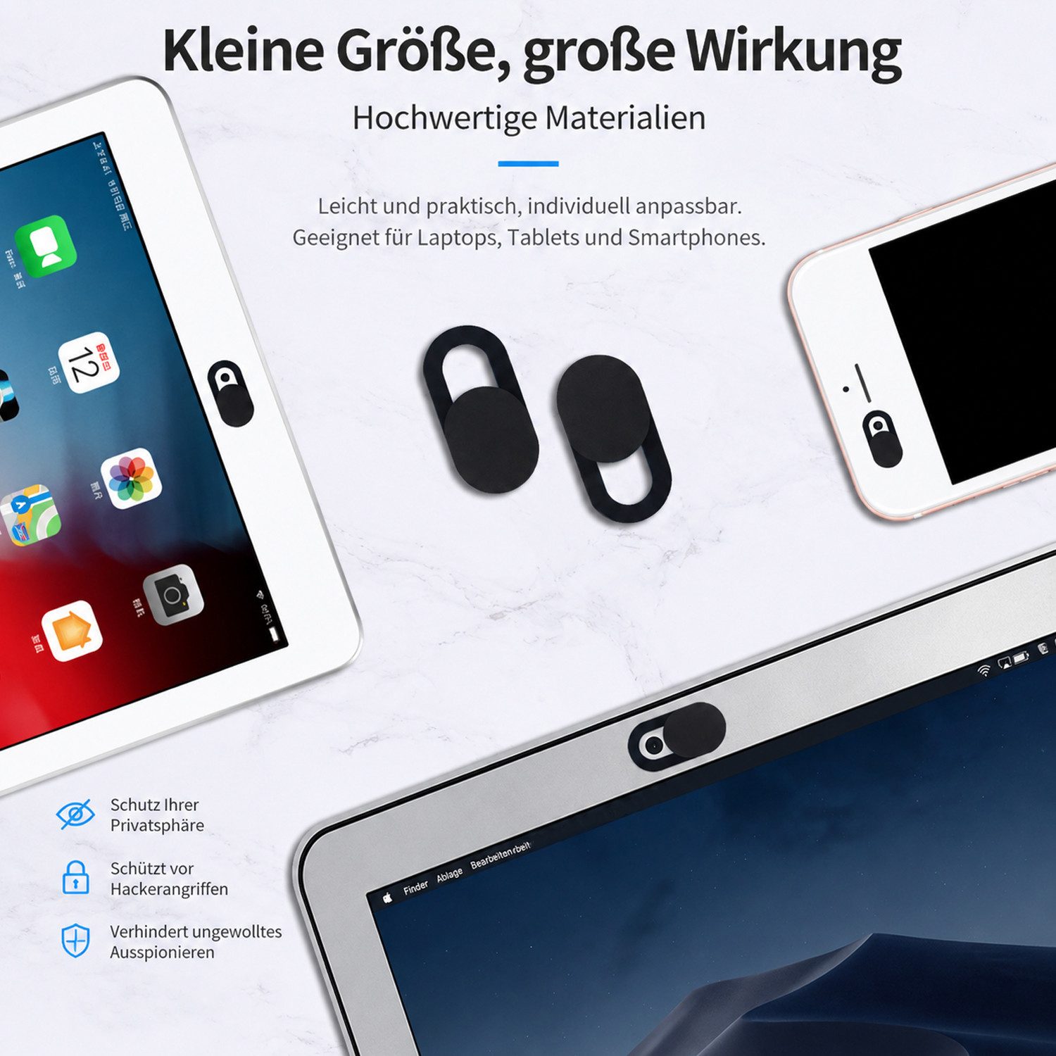 BOOD Abdeckhaube 16x Kamera Abdeckung Smartphone Handy Tablet Laptop Spion Schutz, Ultradünn, universell passend, schützt effektiv Ihre Privatsphäre – Bild 3 von 5