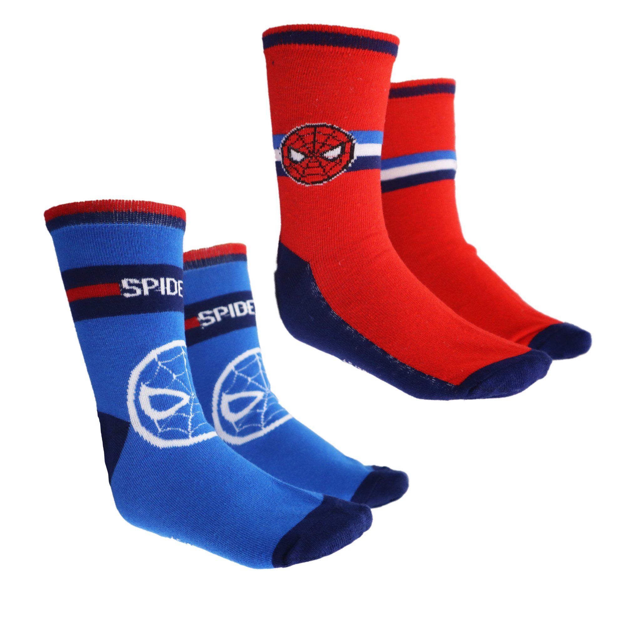MARVEL Langsocken Spiderman lange Kinder Носки 2er Pack Gr. 23 bis 34 Rot Blau