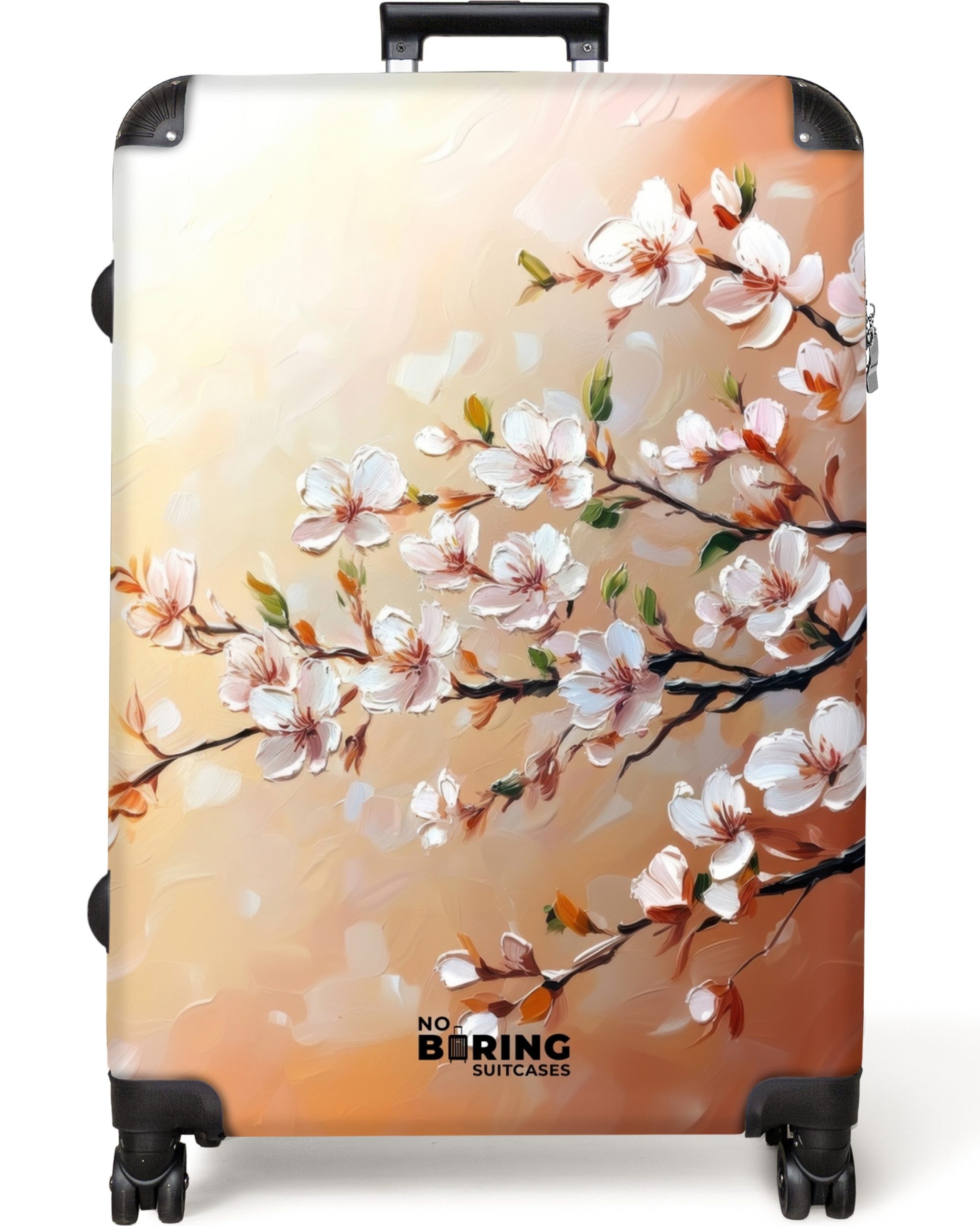 NoBoringSuitcases.com© Hartschalen-Trolley Blühende Zweige auf orangefarben günstig online kaufen