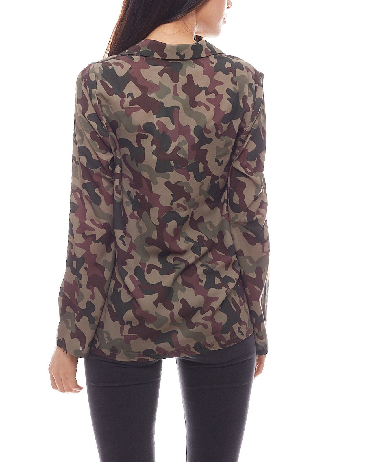 Damen Blazer NA-KD Kurzblazer NA-KD Fashion Blazer lockere Damen Party-Jacke im Army-Look Freizeit-Jacke Camouflage