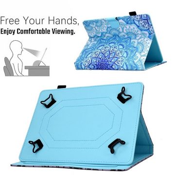 Wigento Tablet-Hülle Kunstleder Tablet Cover Tasche Green Flower für Amazon Fire HD 10 / 10 Plus Blau Hülle Case Etui