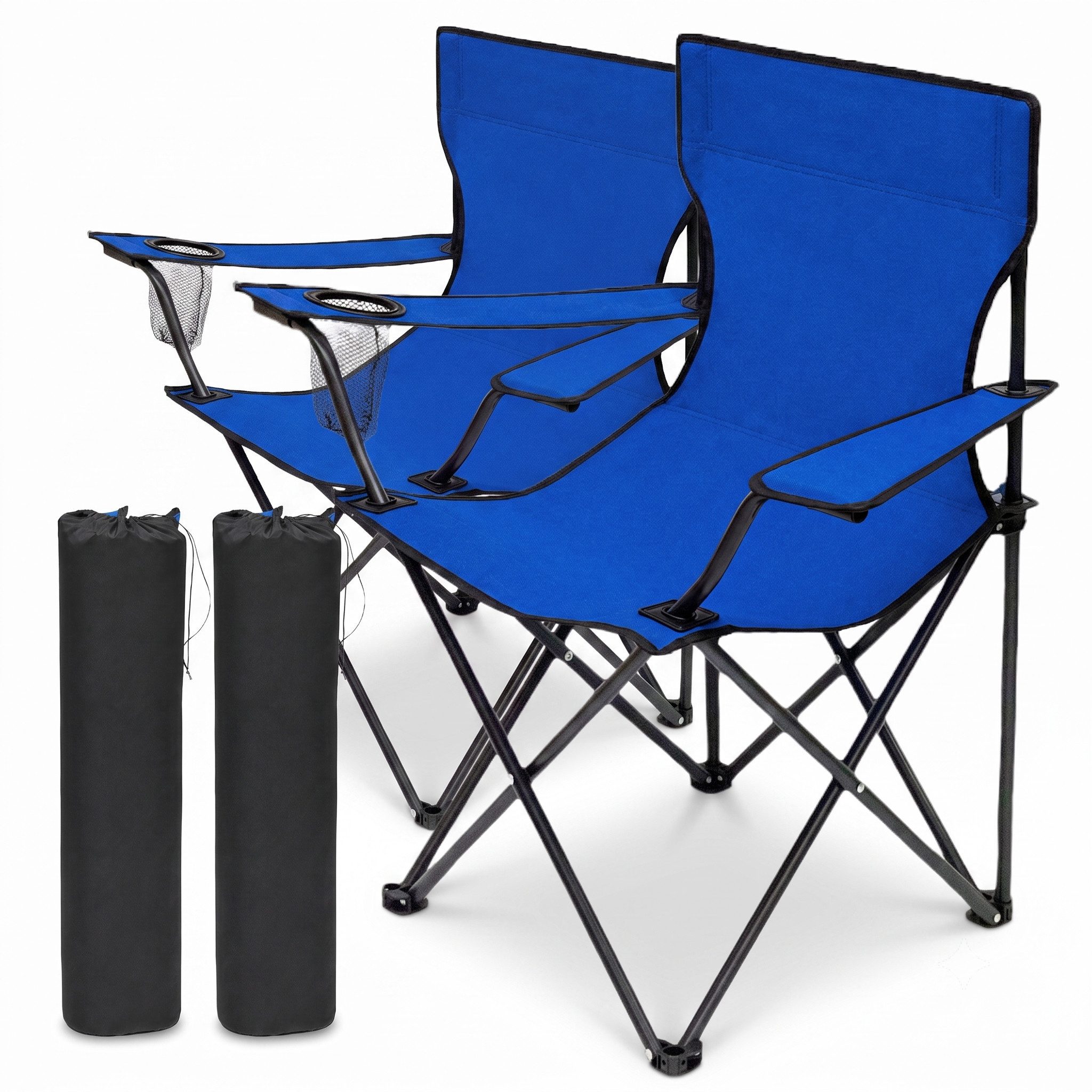 Cozyvibe Campingstuhl Campingstuhl faltbar Klappstuhl Camping Stuhl stabil leicht XXL Robust (Spar-Set, 2 St), 2er Set Campingstühle Anglerstuhl Faltstuhl Set für Angeln & Strand