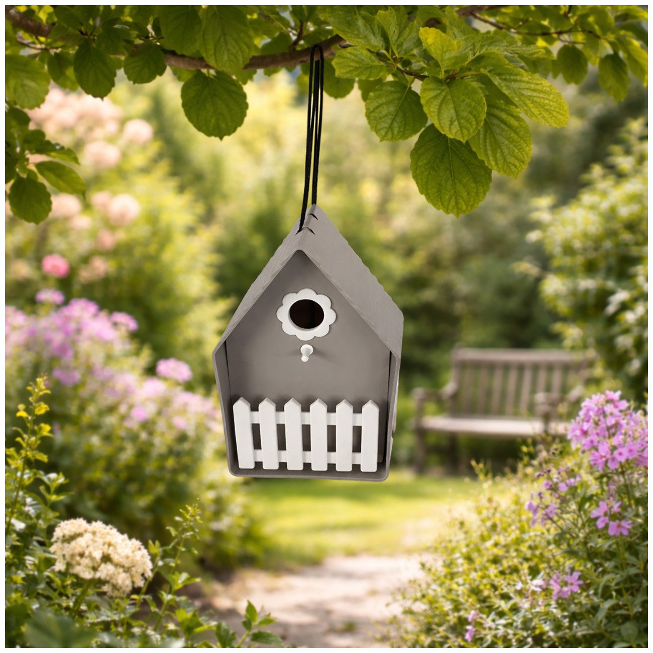 HTI-Living Vogelhaus Vogelhaus Nessa Grau, Nistkasten Kunststoff
