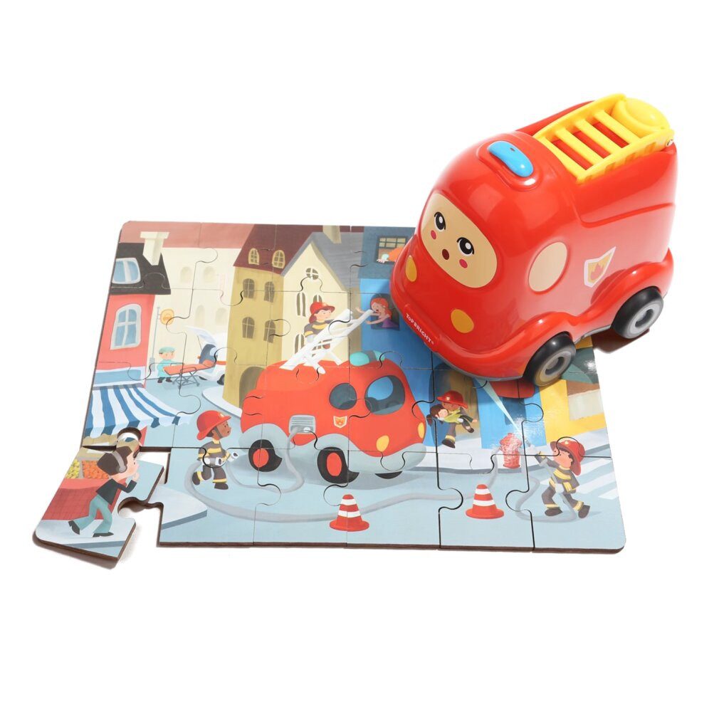 Topbright Puzzle Holzpuzzle Feuerwehr mit Feuerwehrauto, 24tlg., Puzzleteile