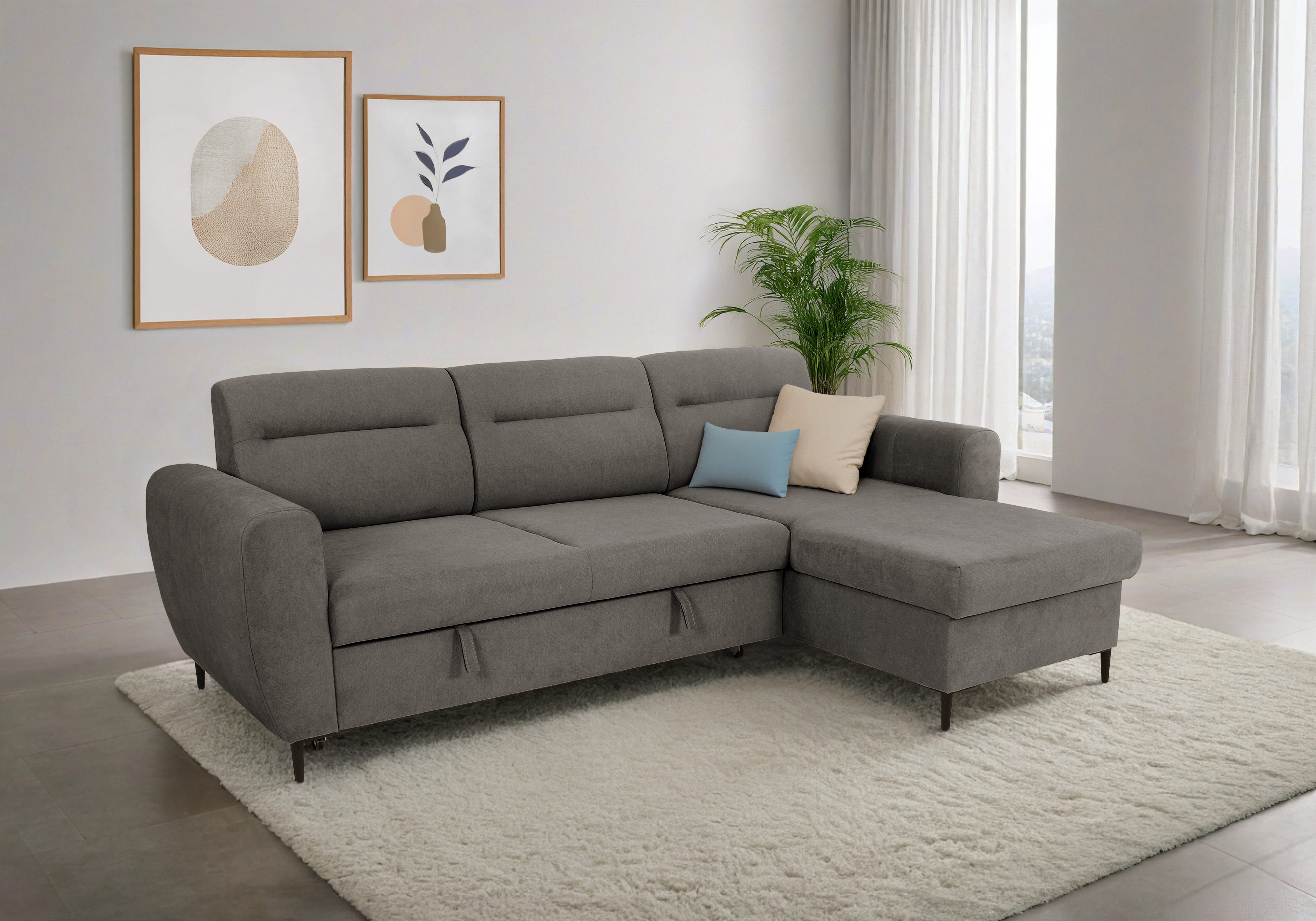 OTTO home Ecksofa Bella L-Form, B: 248 cm, mit Schlaffunktion & Bettkasten