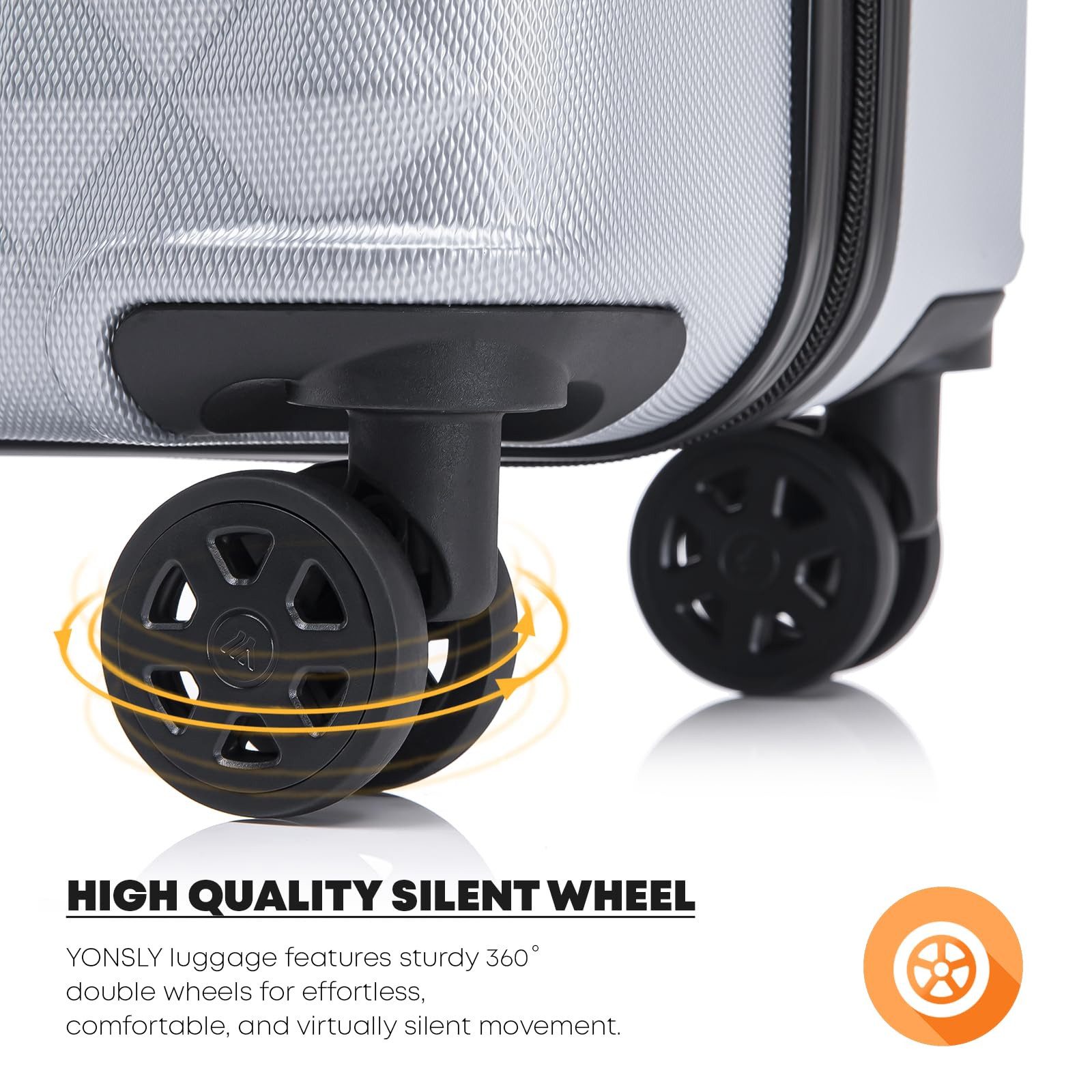 YONSLY Hartschalen-Trolley Reisekoffer Trolley Hartschalenkoffer Rollkoffer mit 4 Rollen, 4 Rollen, ABS und Aluminium, Zahlenschloss, 360°-Doppelrollen, Gummigr – Bild 4 von 5