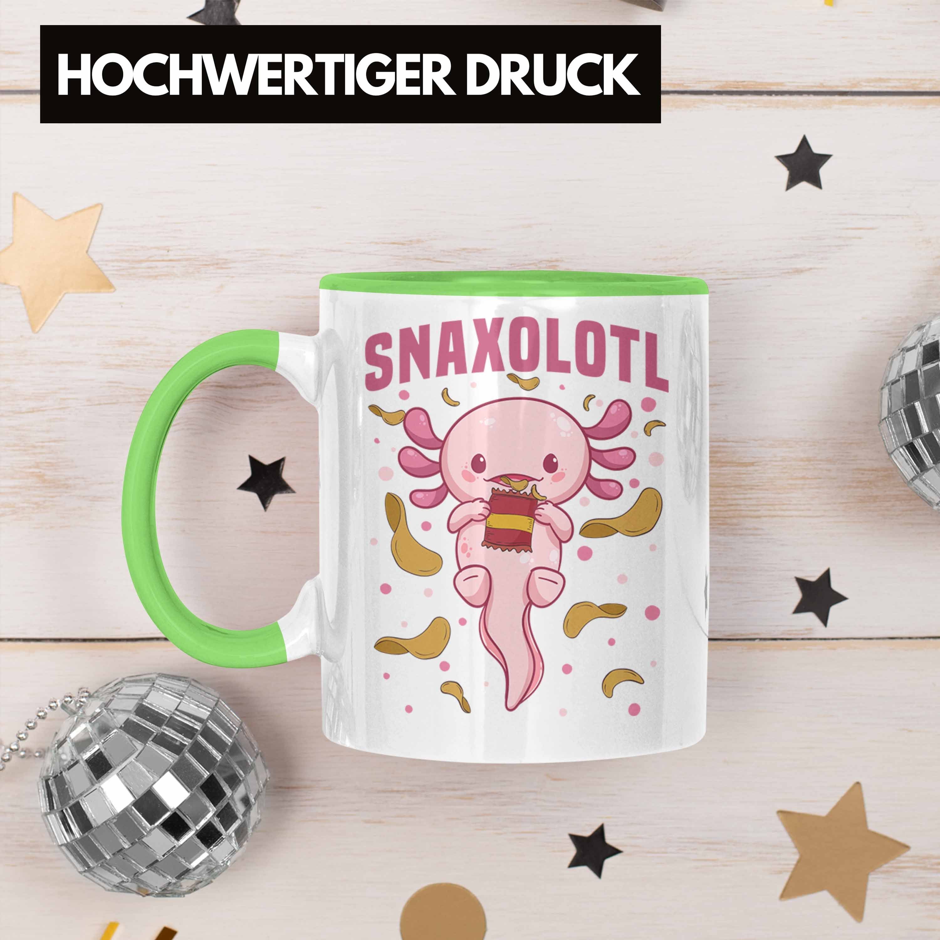 für Geschenk Tasse Trendation Snaxolotl - Grün Tasse Schwanzlurch-Liebhaber Axolotl Trendation