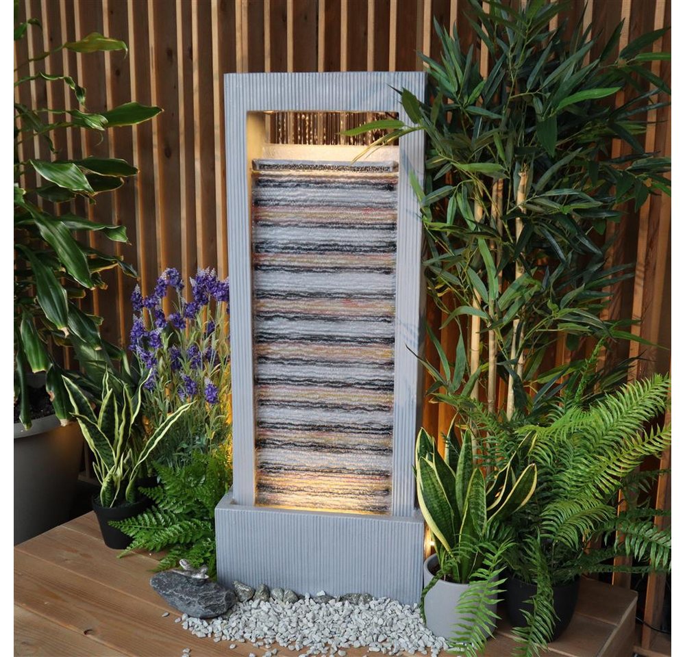 Wacredo Gartenbrunnen Premium Wasserspiel Komplettset Namibia, Wasserbecken BxT: 41x18 cm, Gesamtmaß: 41 x 18 x 100cm (L x B x H)