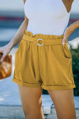 AFAZ New Trading UG Shorts Gelb Sommer-Shorts mit lockerer Taille und Bindetasche