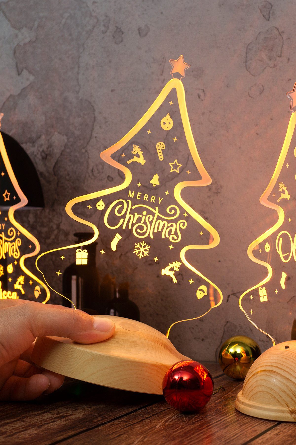 Geschenkelampe LED Nachttischlampe Weihnachtsbaum Süße Motiv 3D Tischlicht günstig online kaufen