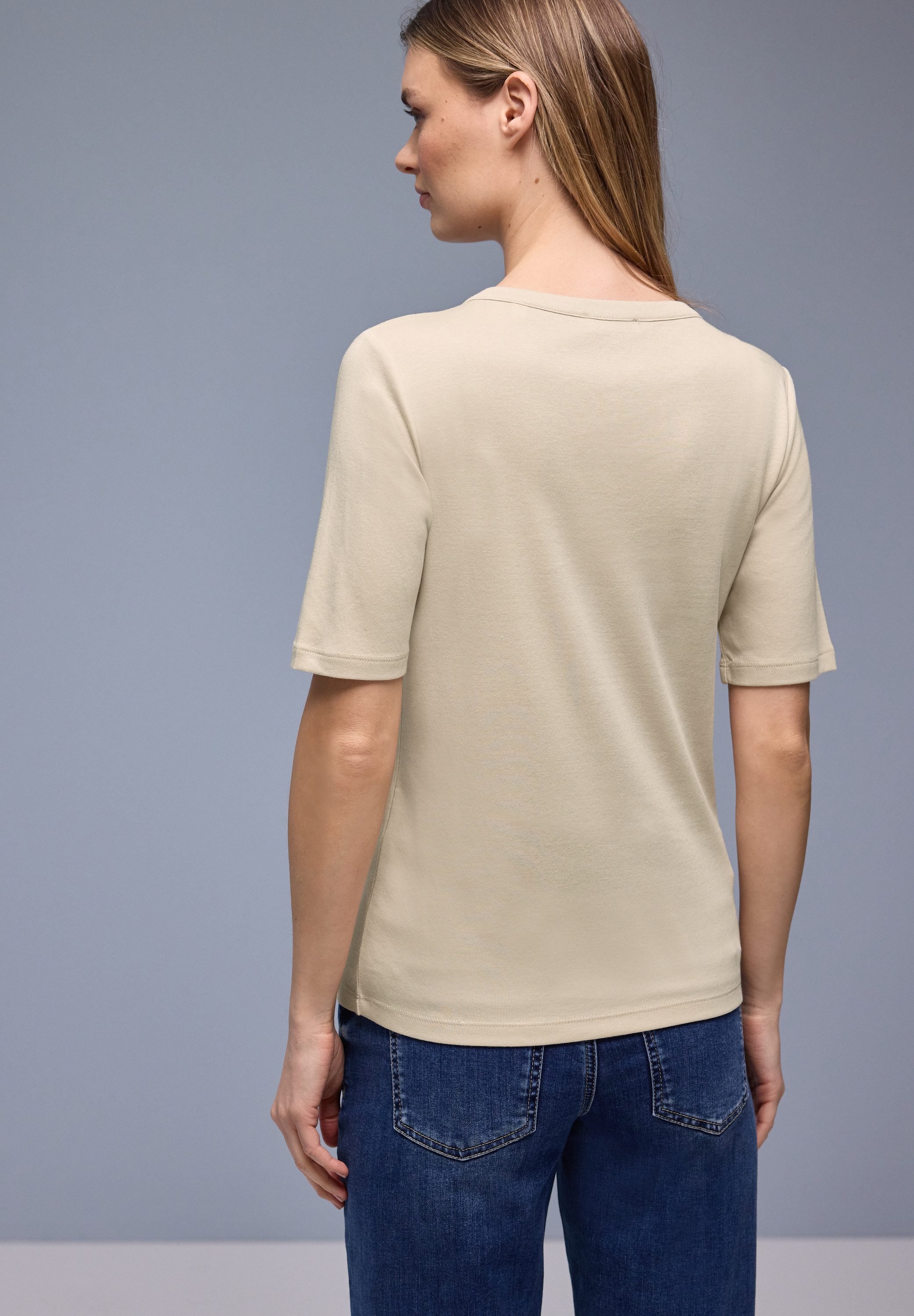 STREET ONE Rundhalsshirt mit lässigem Splitneck - Halbarm günstig online kaufen