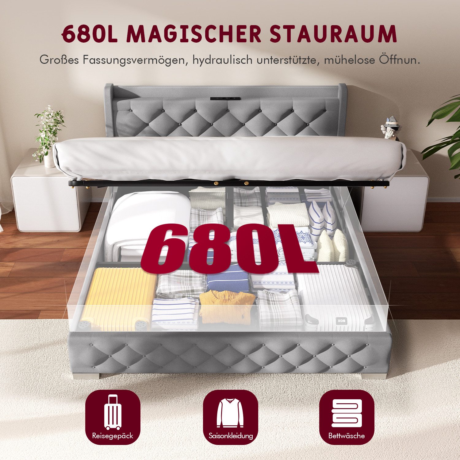 Lexzurn Polsterbett Polsterbett 140x200 cm Bett mit Lattenrost (Doppelbett günstig online kaufen