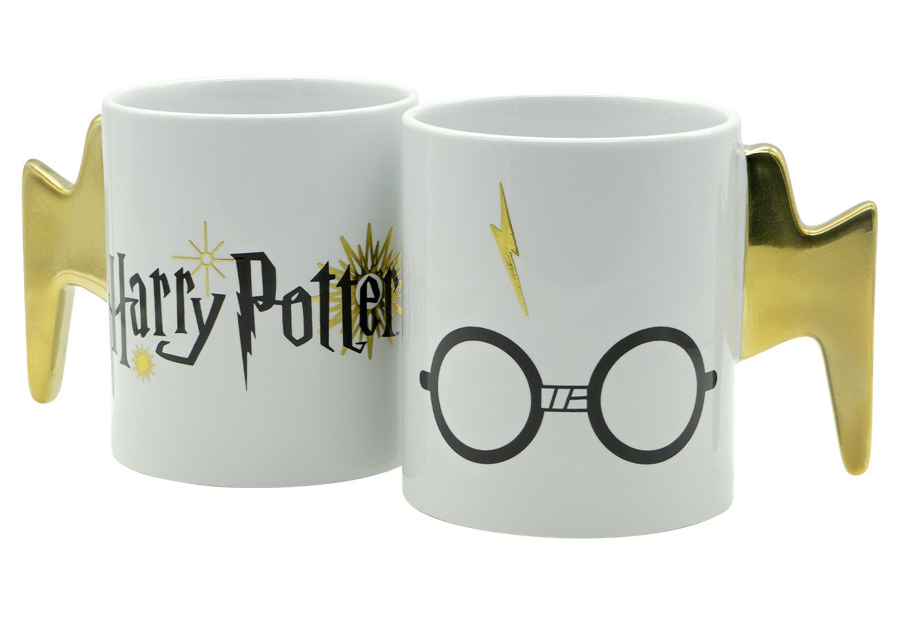 Geda Labels GmbH Tasse Harry Potter Brille Blitzgriff, 1-tlg., Keramik, Weiß, 460ml, 3D Tasse