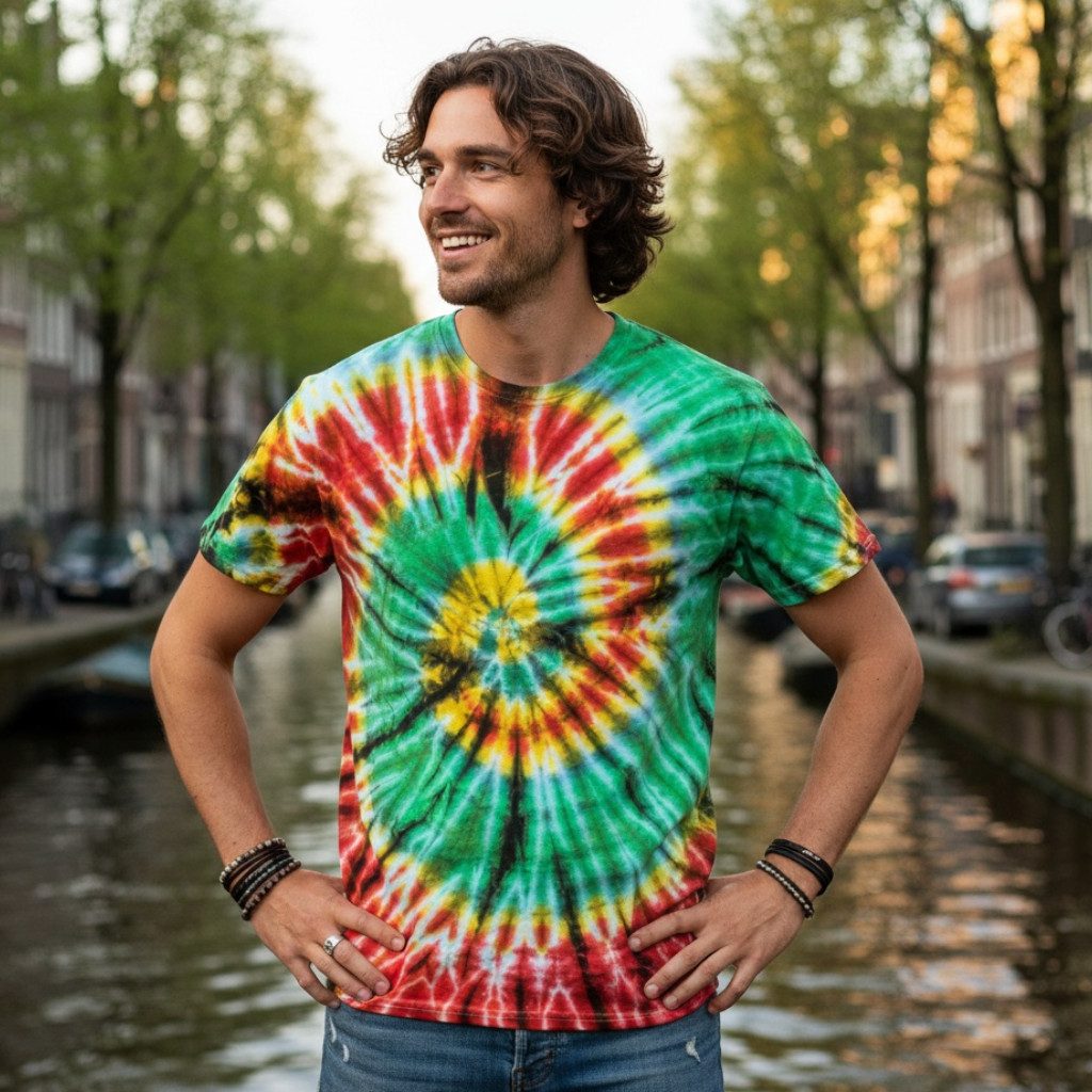 Guru-Shop T-Shirt Batik T Shirt, Herren Kurzarm Tie Dye Shirt -.. Handarbei günstig online kaufen