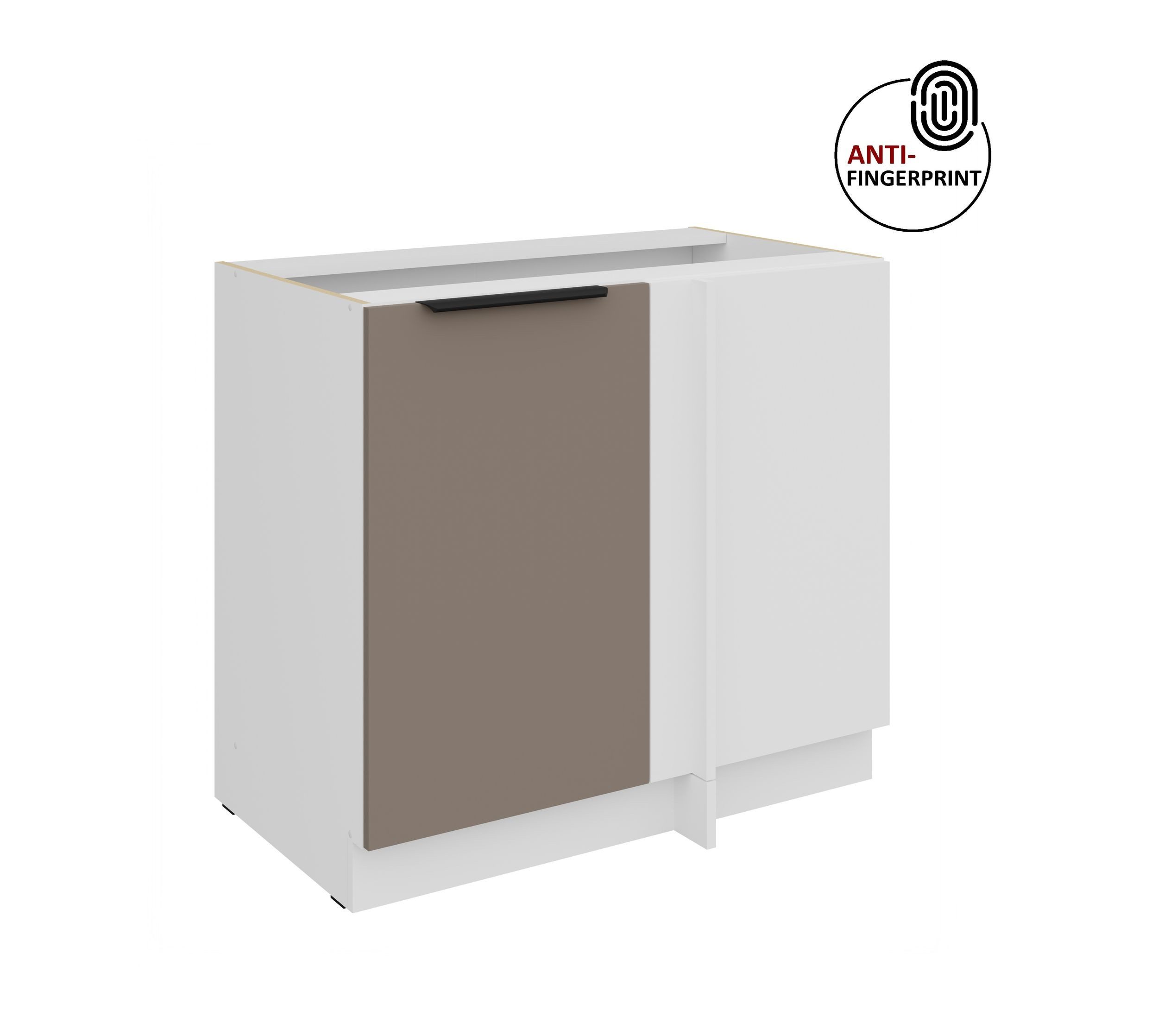 Küchen-Preisbombe Eckunterschrank 105 cm Küche ARIA Sandgrau ultra matt Anti Fingerprint Küchenzeile