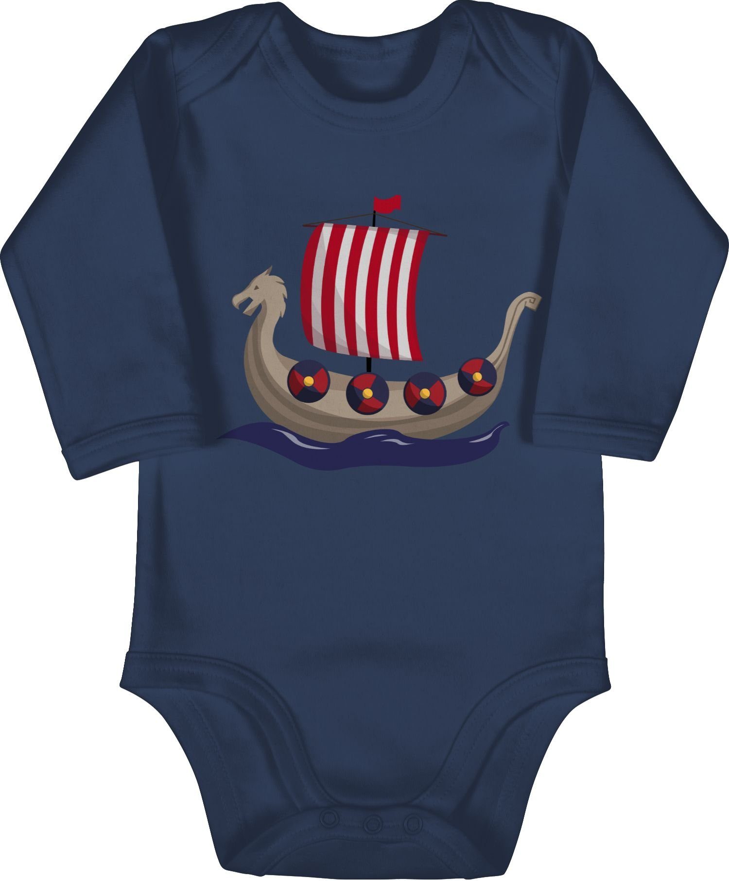 Shirtracer Shirtbody Wikinger-Schiff Wikinger & Walhalla Baby 1 Navy Blau