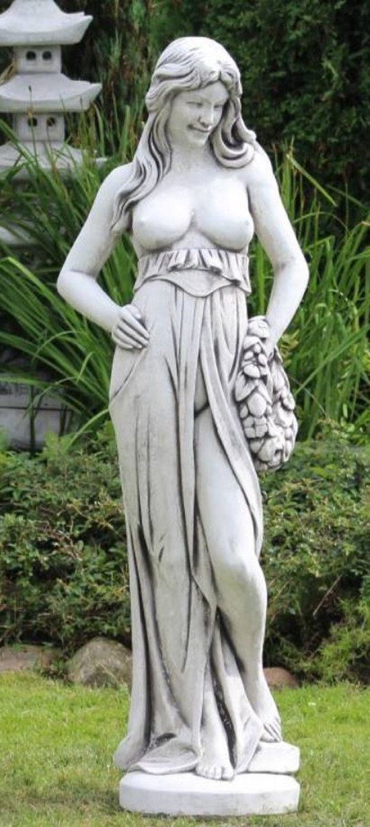 Frau Barock Skulptur - Grau Padrino - Garten Jugendstil Skulptur & 150 H. mit Stein Accessoires Deko Kranz Figur Deko cm Jugendstil Elegante Garten Garten Deko Casa