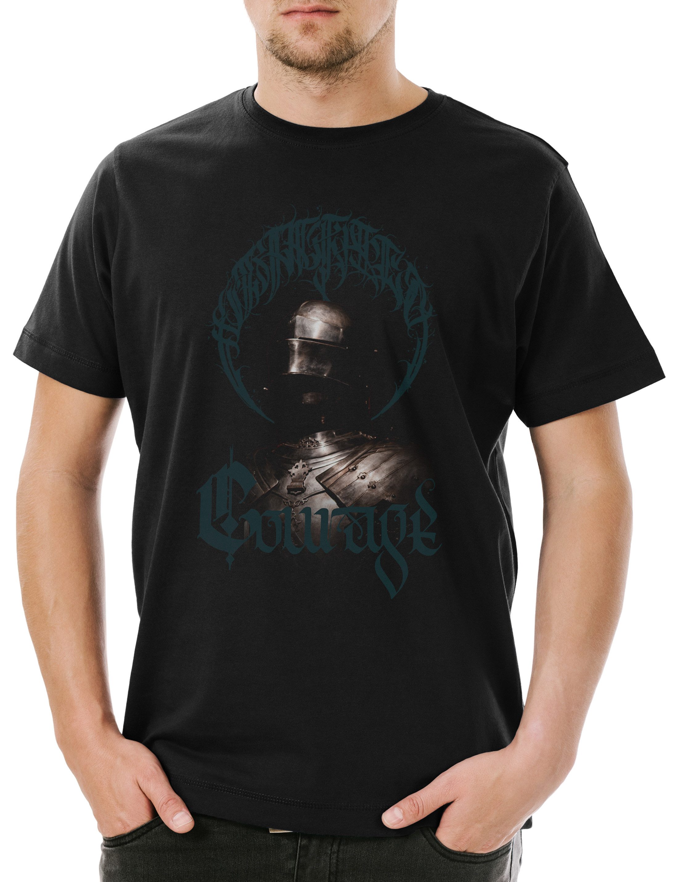 Print-Shirt Courage Knight Herren T-Shirt Mut Tugenden Ritter Seven 7 Virtues