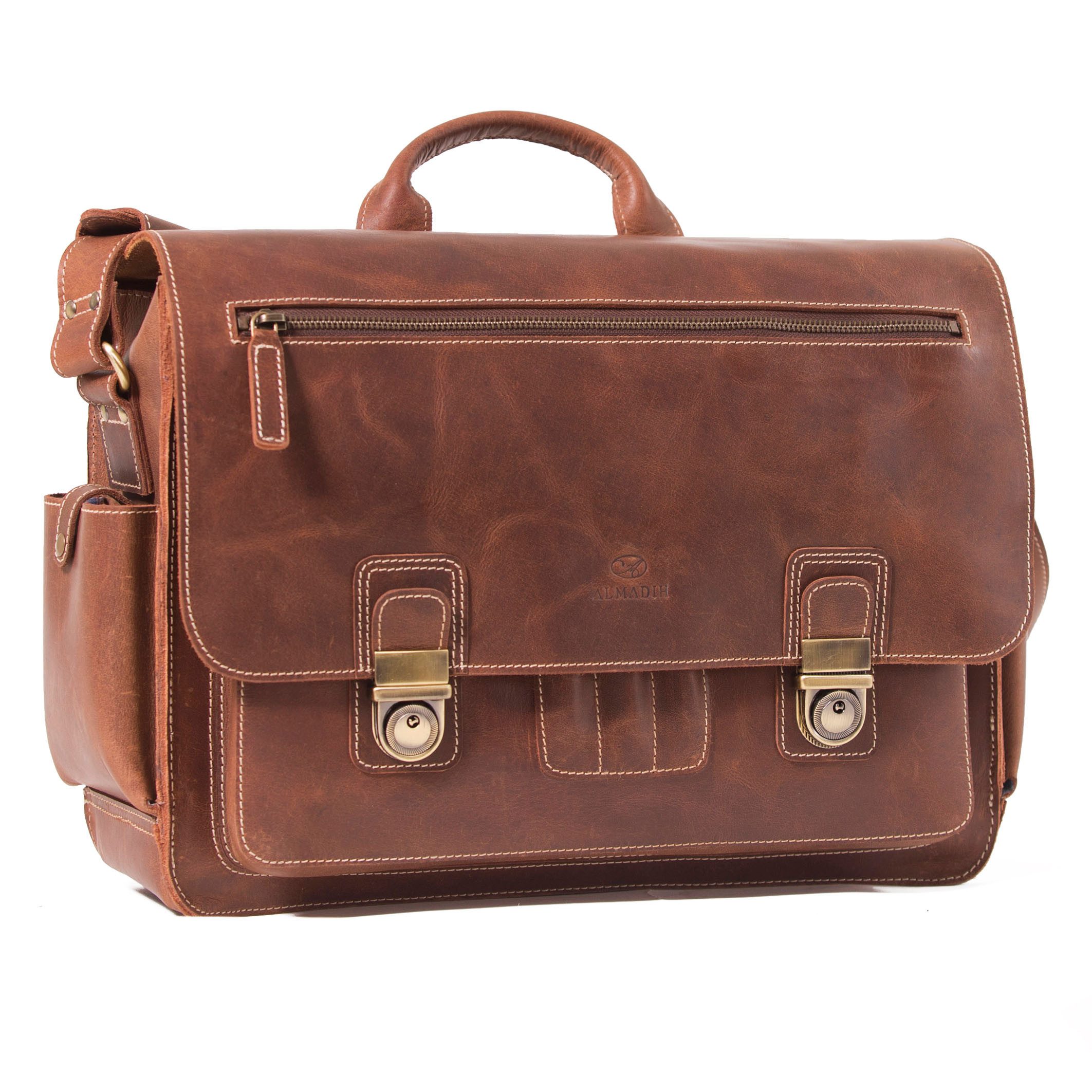 Aktentasche Leder Herren Businesstasche 17 Zoll Lehrertasche Unitasche Braun