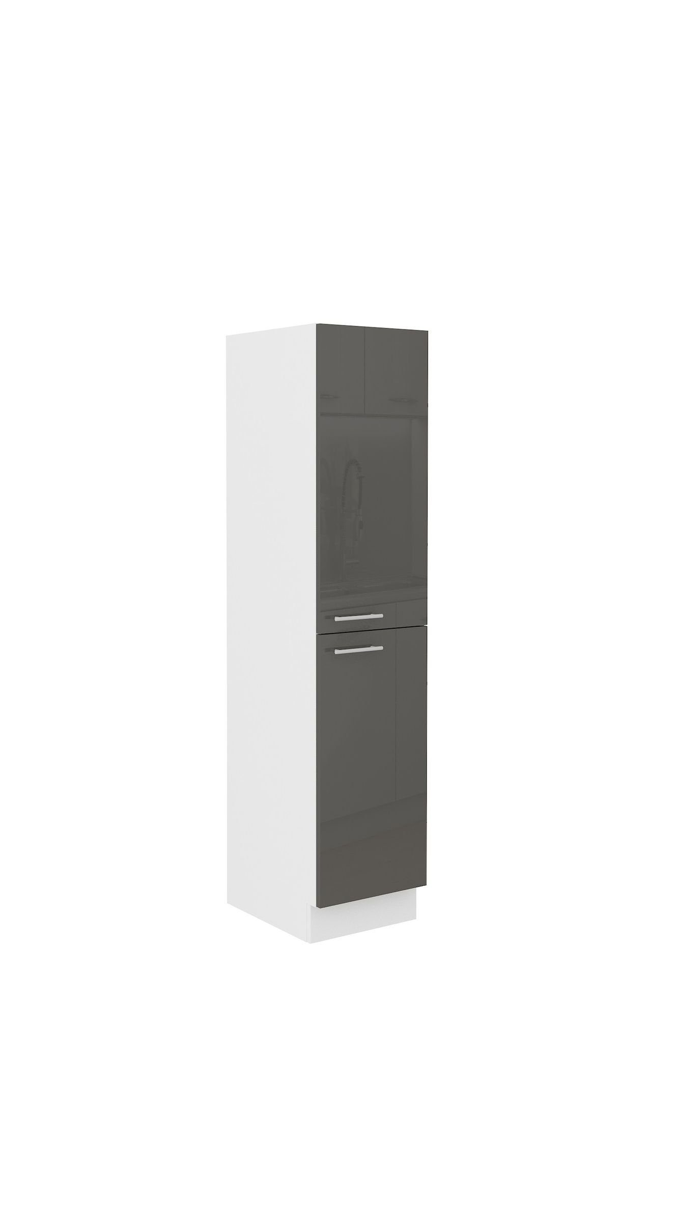 Küchen-Preisbombe Hochschrank Midi Küche 30 Lara Grau Glanz + Weiss matt Küchenzeile Küchenblock