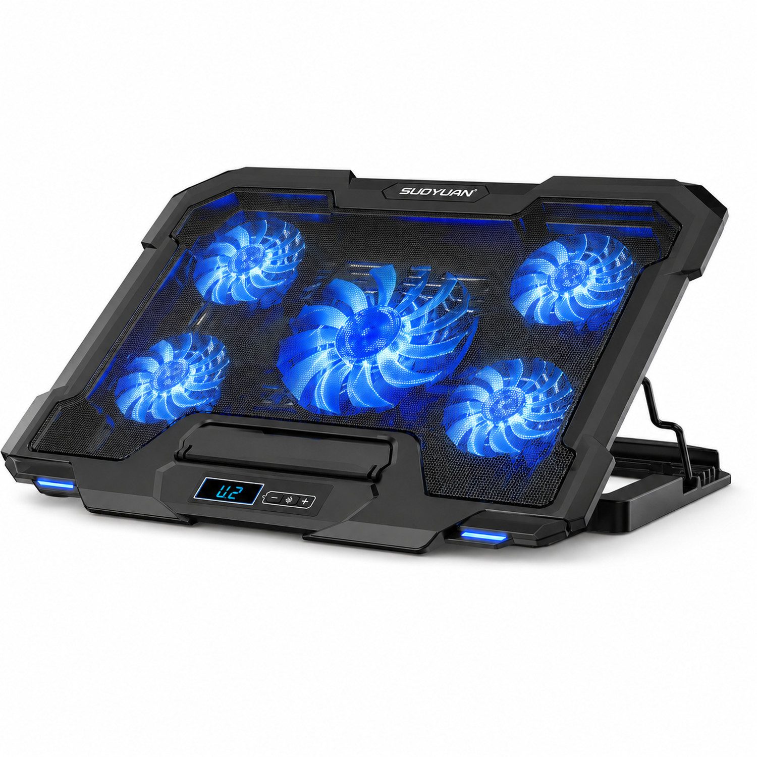 Toomoke Notebook-Kühler Gaming Laptop Kühler mit 5 Lüftern, Kühlpad für 12–17 Zoll Notebooks, 6 Geschwindigkeitsstufen, höhenverstellbarer Laptopständer