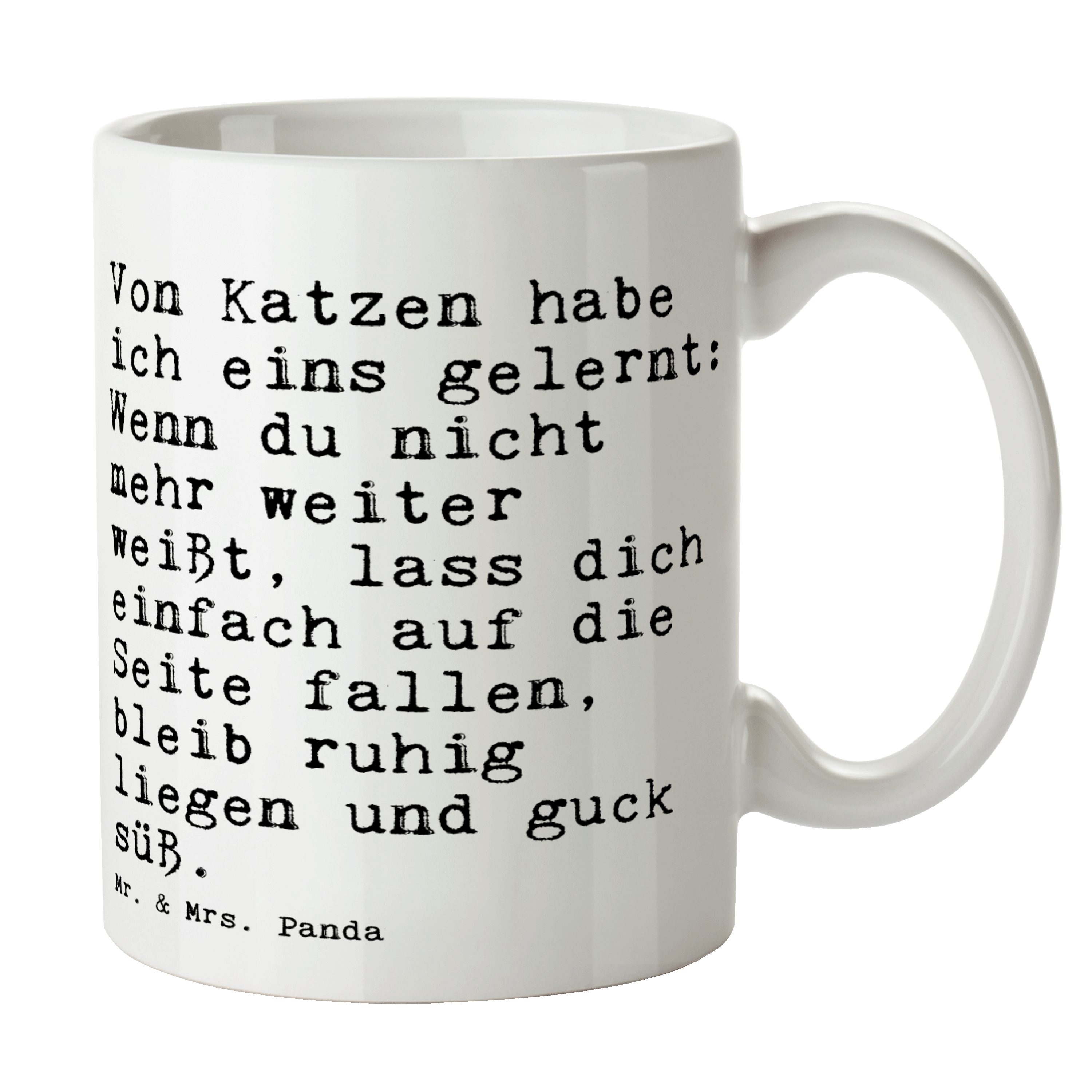 Mr. & Mrs. Panda Tasse »Von Katzen habe ich... Weiß Sprüche, schön