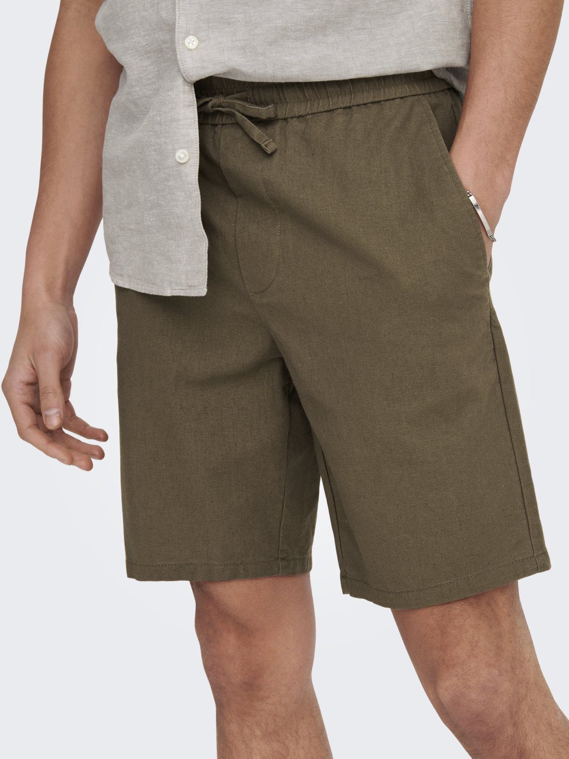 Hose ONLY & Chinoshorts ONSLINUS Stoff in 5058 SONS Braun Shorts Leichte Bermuda