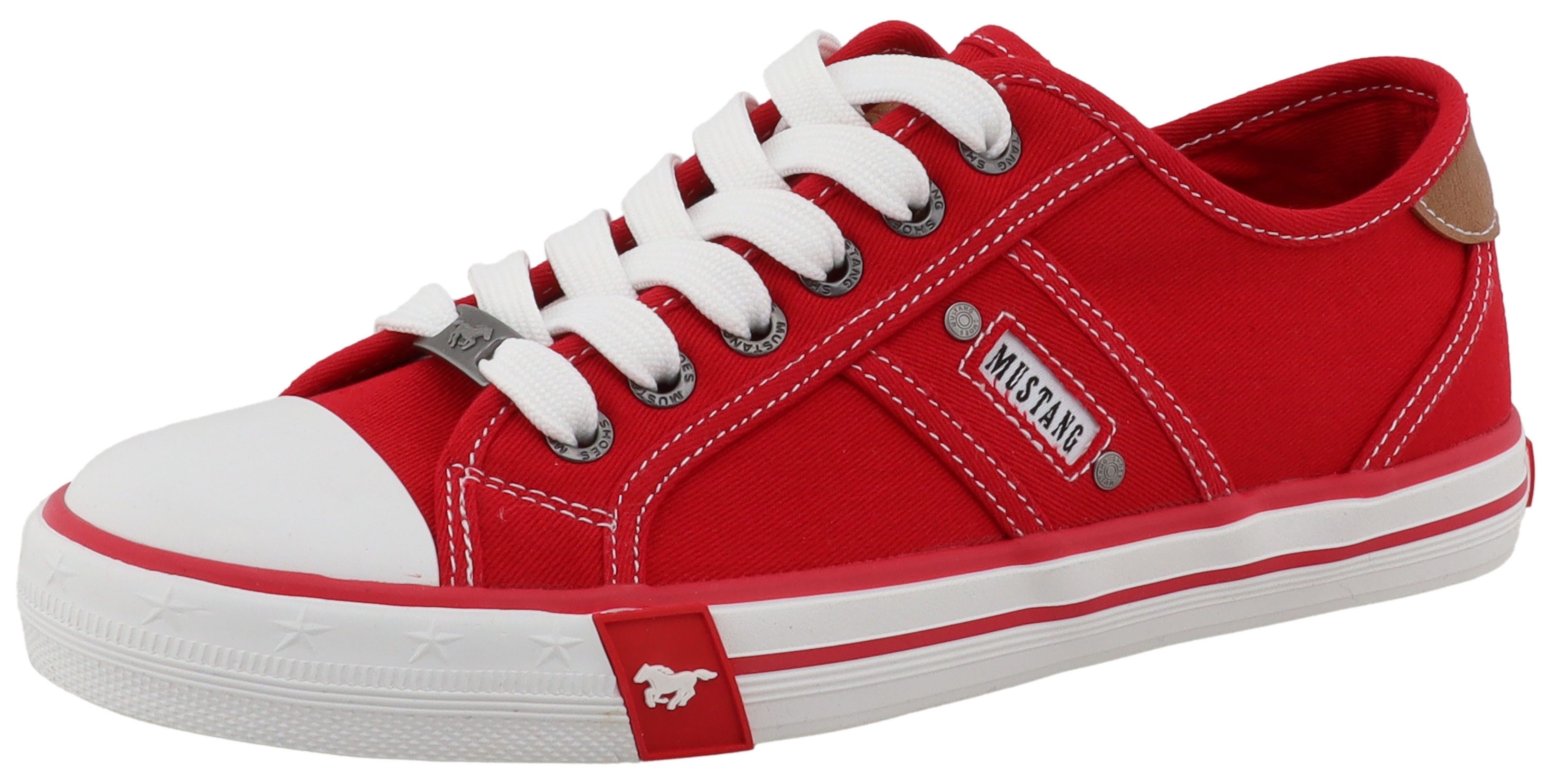 Mustang Shoes Winona Sneaker Freizeitschuh, Halbschuh, Schnürschuh mit seitlichem Logoschriftzug