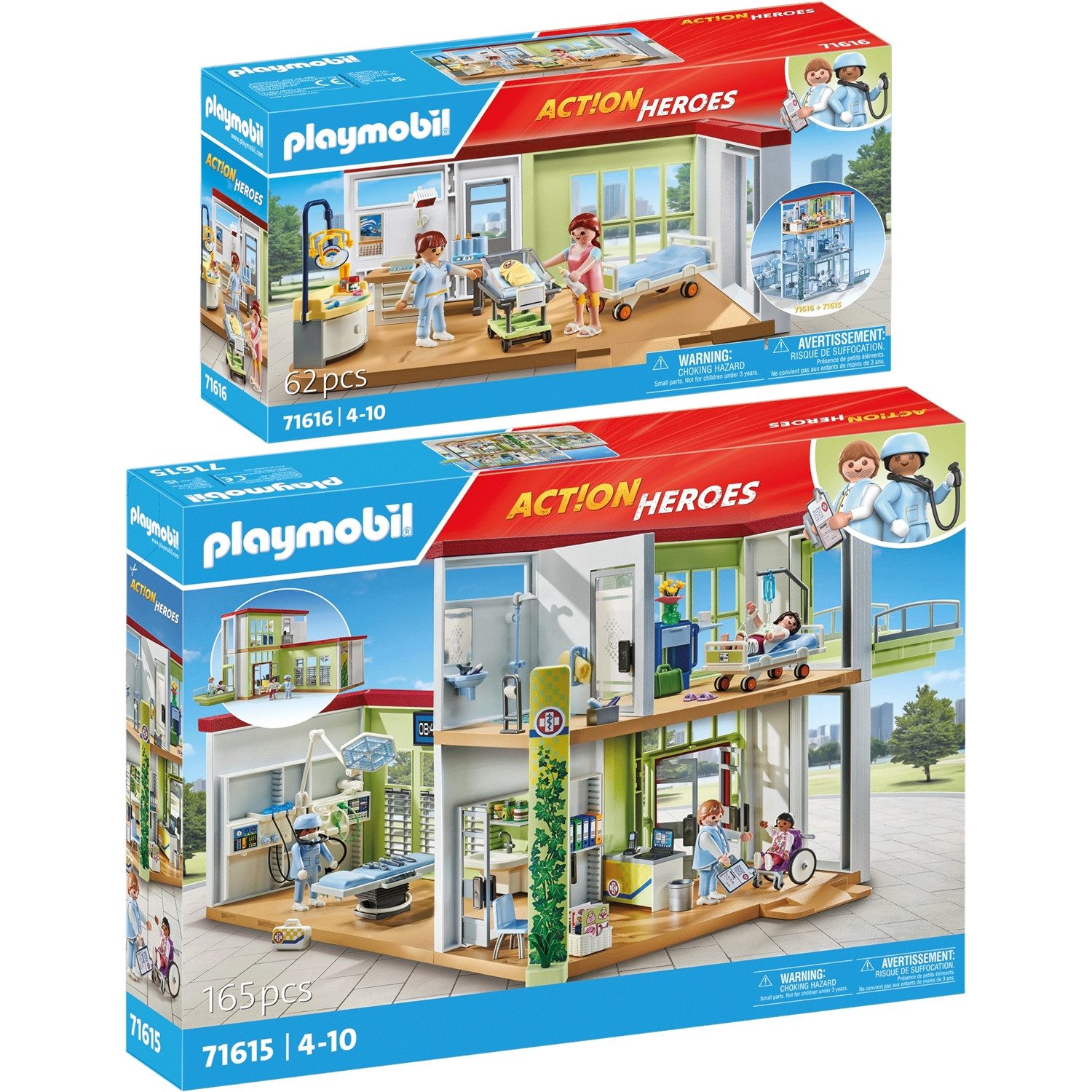 Playmobil® 71615-16 2er-Set Modernes Krankenhaus + Entbindungsstation Konst günstig online kaufen