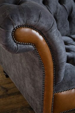 JVmoebel Chesterfield-Sofa Klassische Chesterfield Textil Couch Sofa Sitz Polster Stoff, Die Rückenlehne mit Knöpfen.