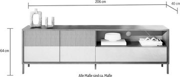 INOSIGN Lowboard Everest Breite 206 cm, TV-Board mit 2 Türen u. 1 Schubkasten, Fernsehtisch, TV-Schrank, Soft/Self Closing, Korpus 22 mm