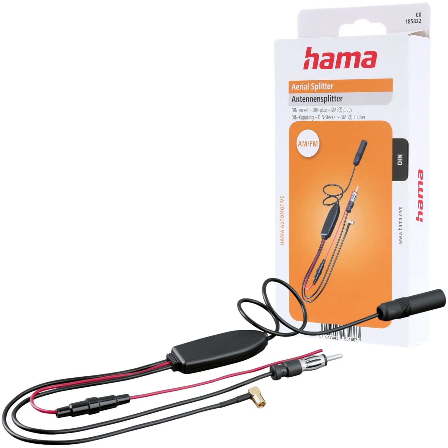 Hama Antennensplitter AM / FM + DAB / DAB+ SMB Autoradio-Scheibenantenne