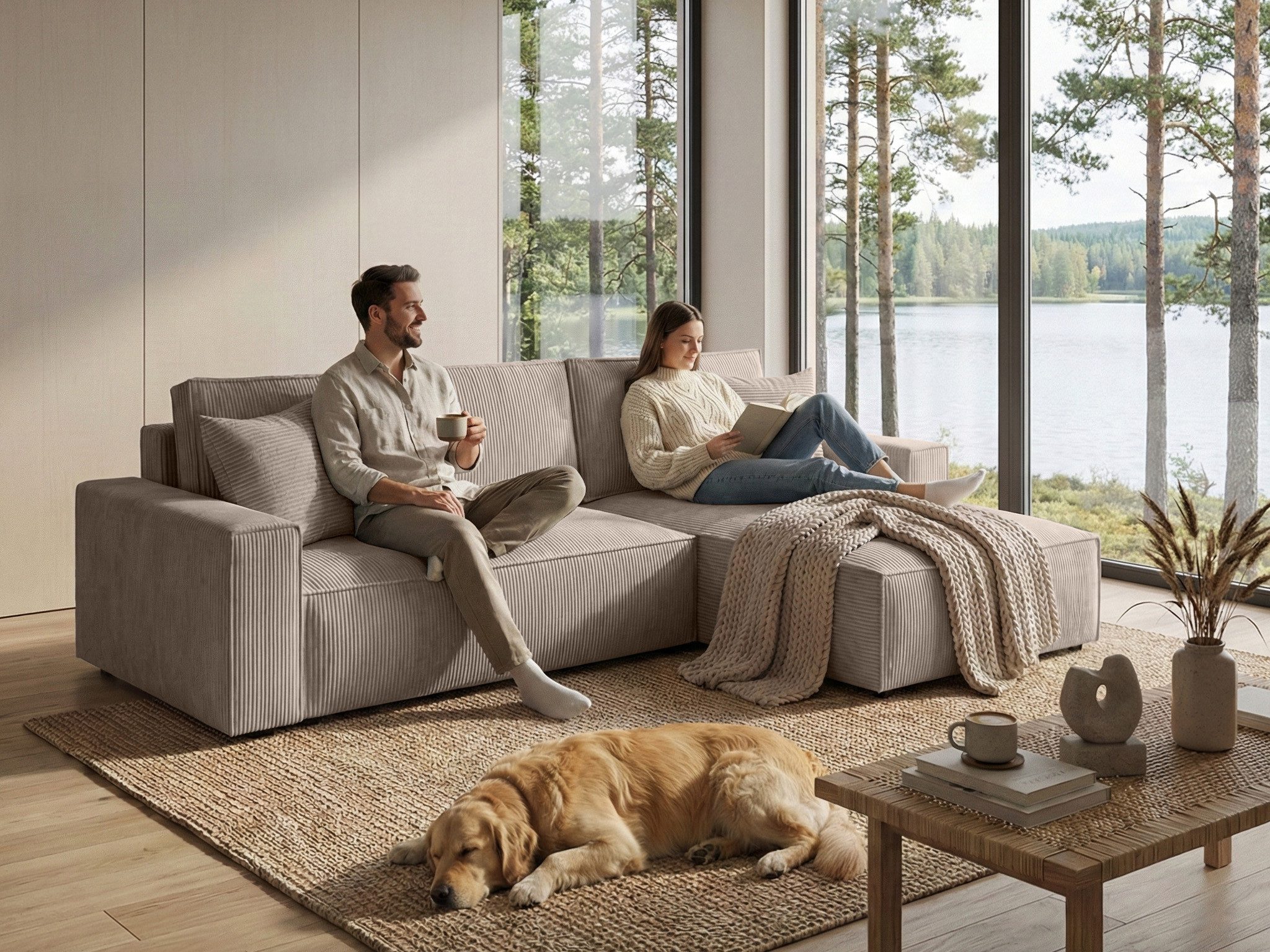 Beautysofa Ecksofa mit Schlaffuntion PARYS, mit Bettkasten und universelle Ottomane, Flappbar im modernen Design