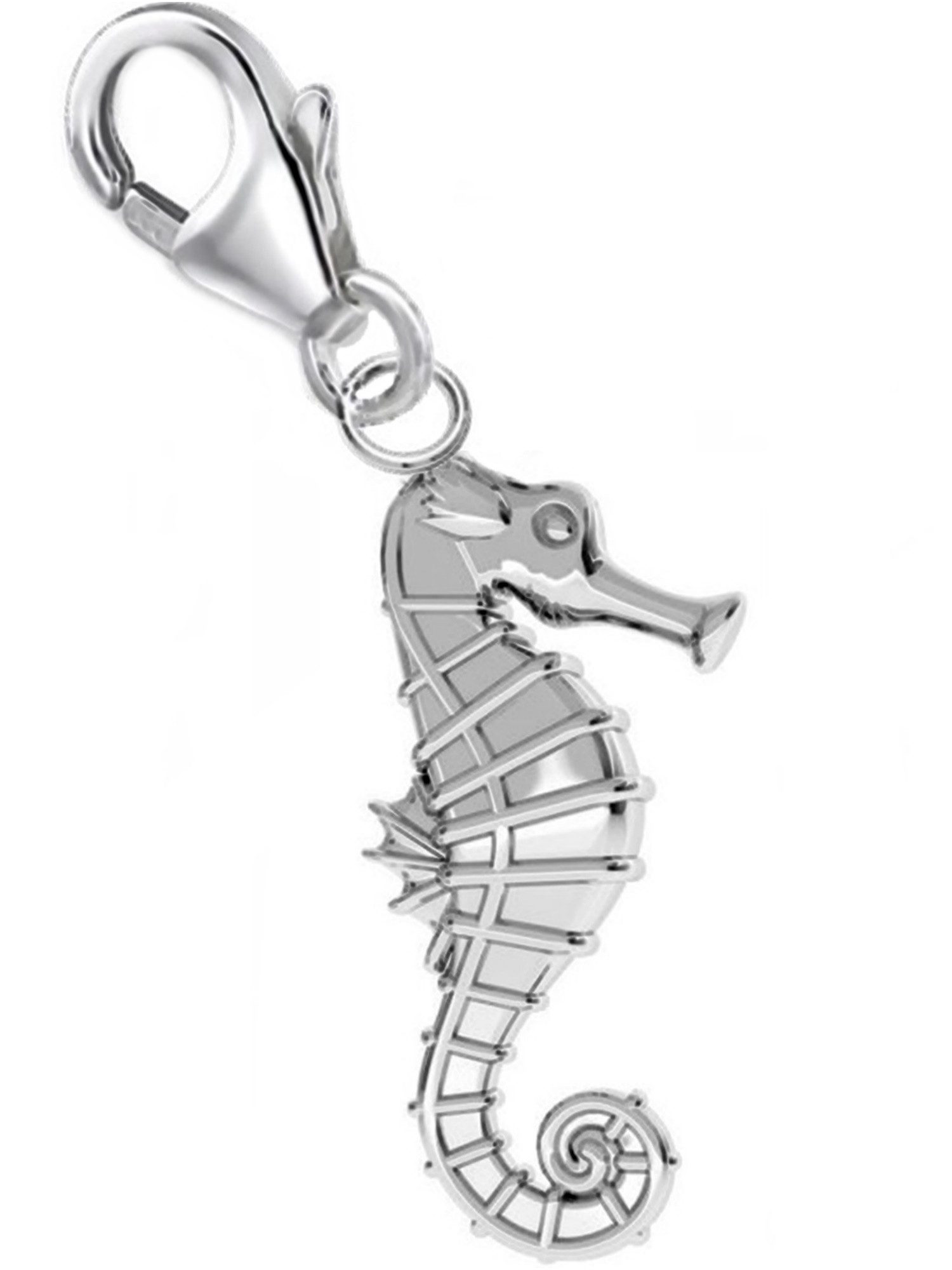 Charm-Einhänger Seepferd Karabiner Charm Anhänger für Bettelarmband 925 Silber