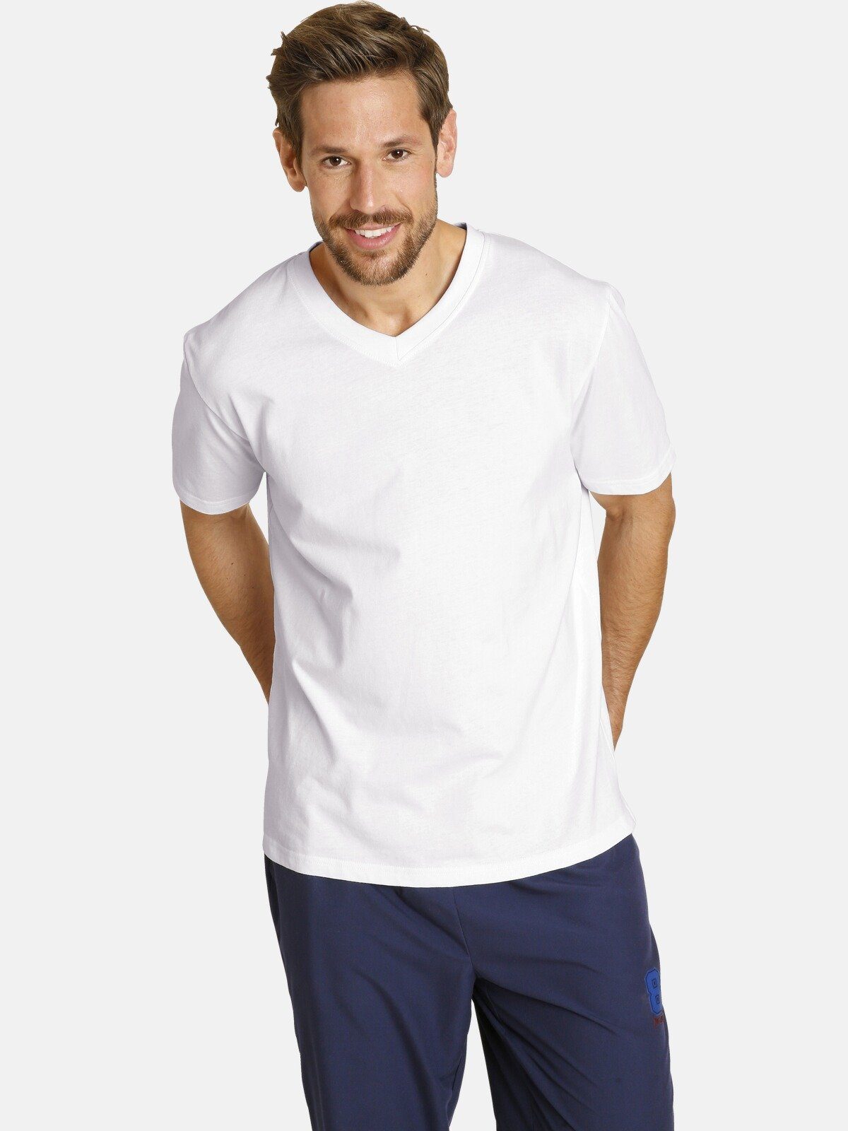 Jan Vanderstorm T-Shirt OSMO legere Passform (2er-Pack) weiß