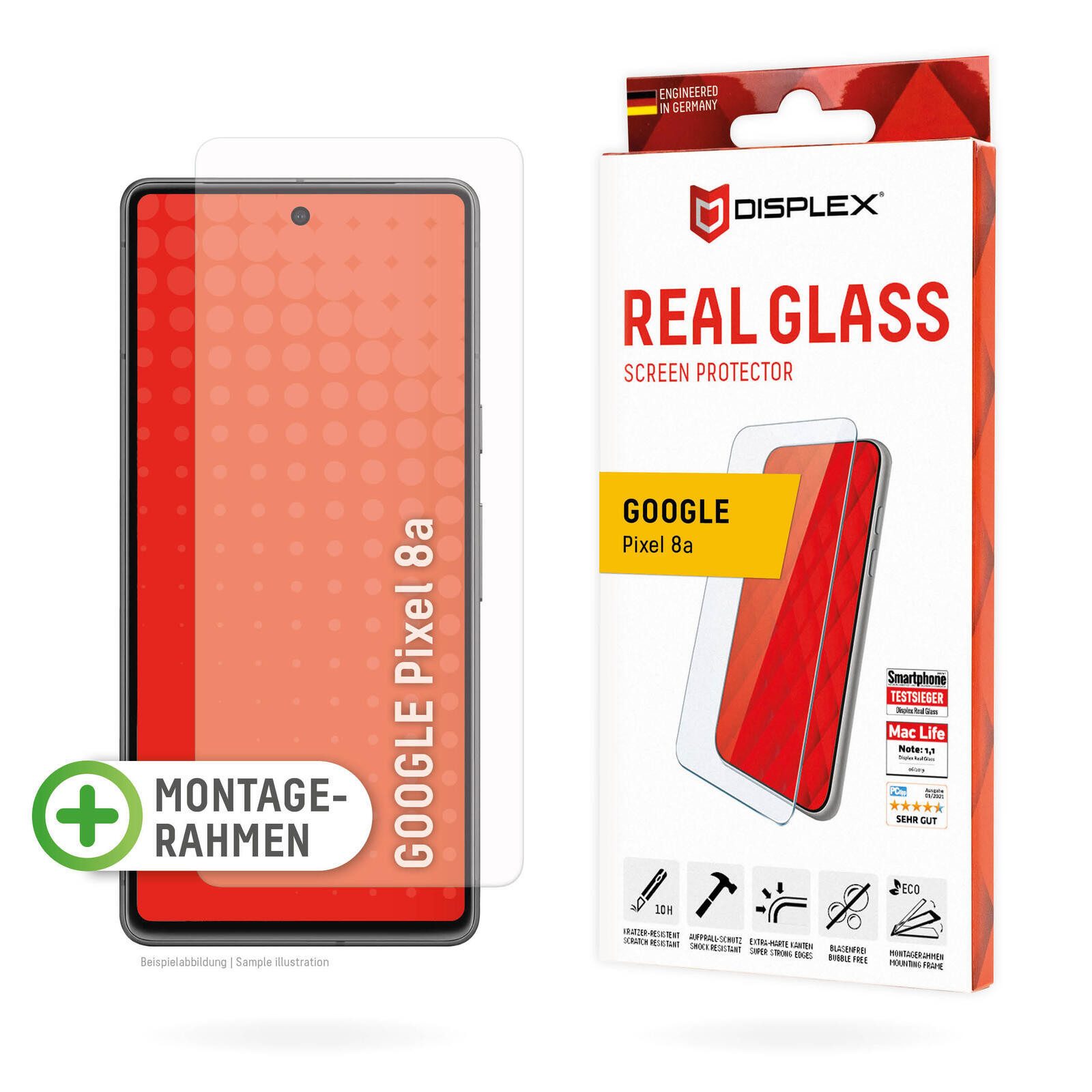 Displex Displayschutzfolie DISPLEX Panzerglas (10H, 2D) für Google Pixel 8a
